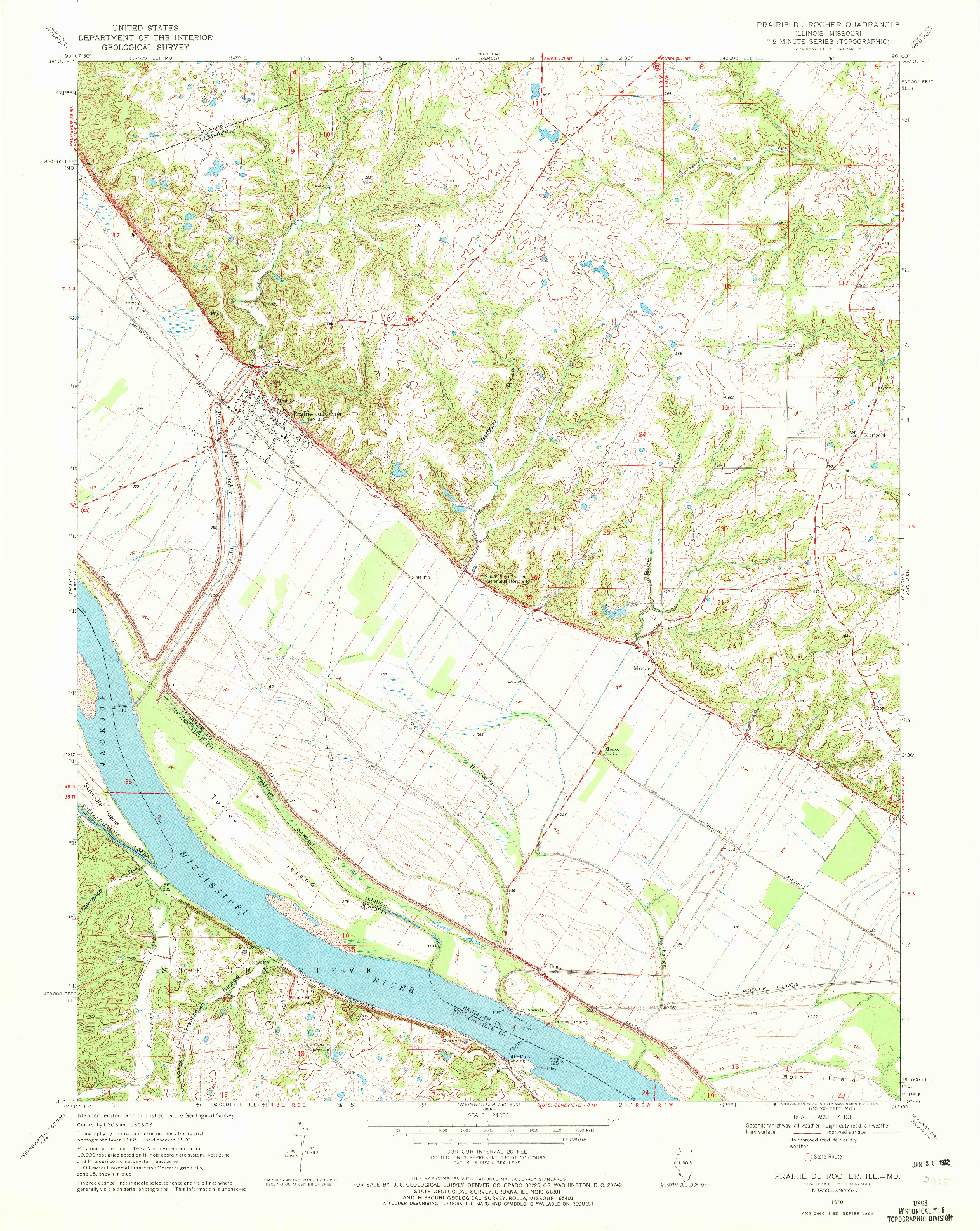 USGS 1:24000-SCALE QUADRANGLE FOR PRAIRIE DU ROCHER, IL 1970