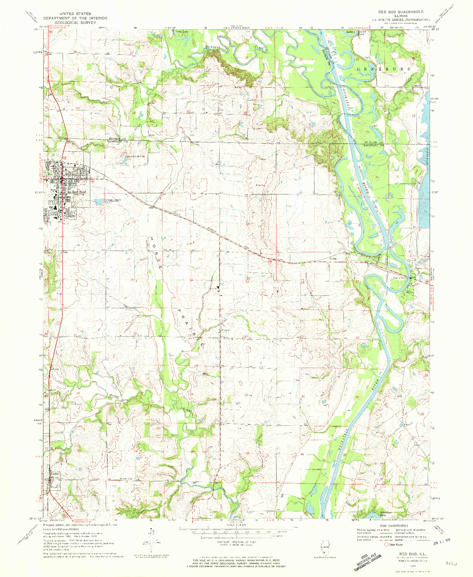 USGS 1:24000-SCALE QUADRANGLE FOR RED BUD, IL 1970
