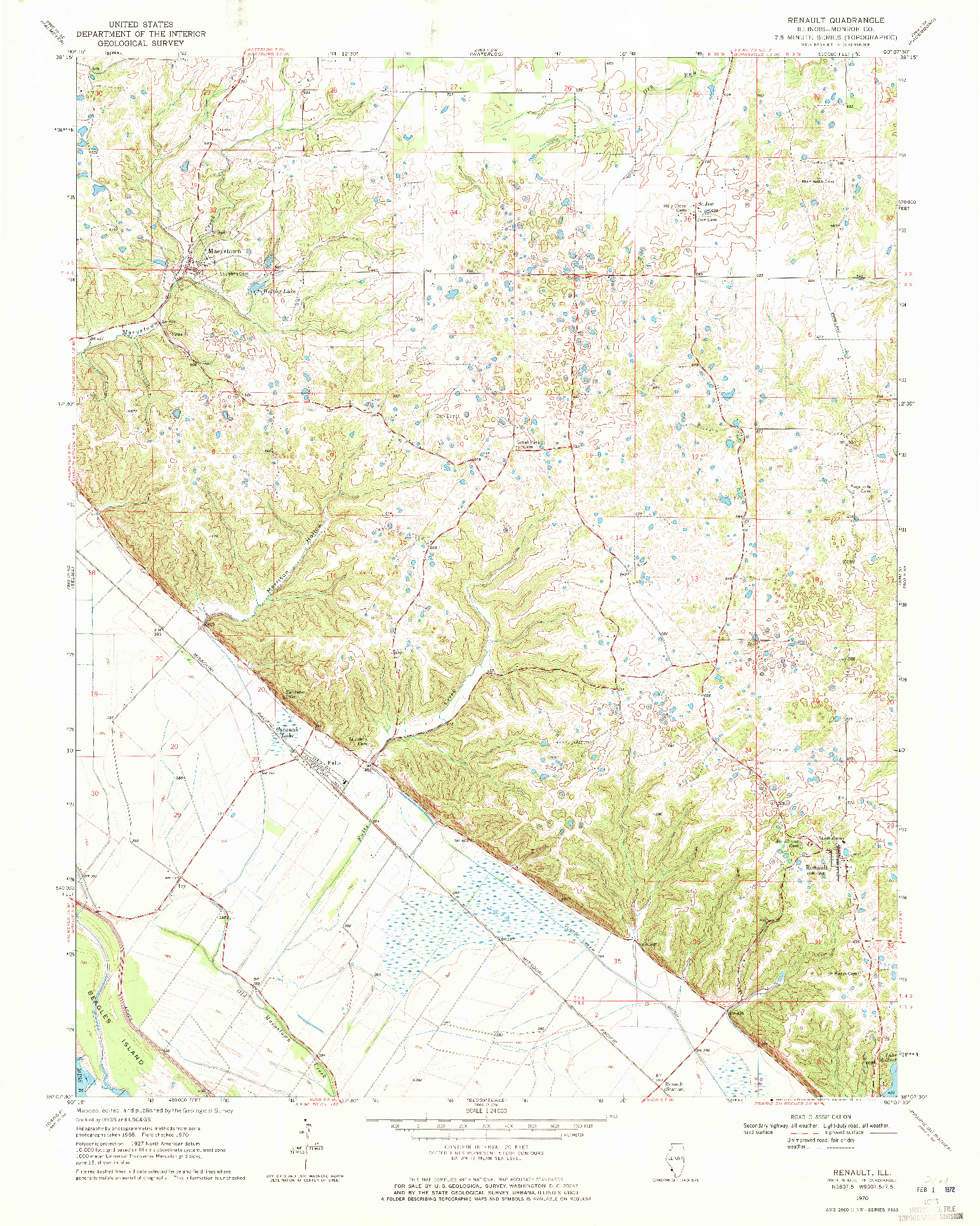 USGS 1:24000-SCALE QUADRANGLE FOR RENAULT, IL 1970