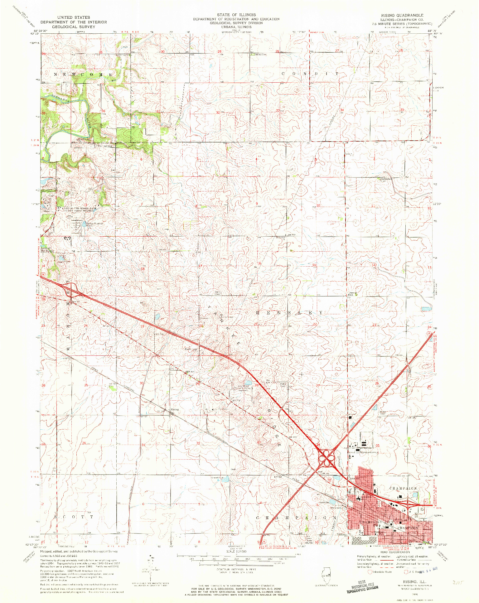 USGS 1:24000-SCALE QUADRANGLE FOR RISING, IL 1970