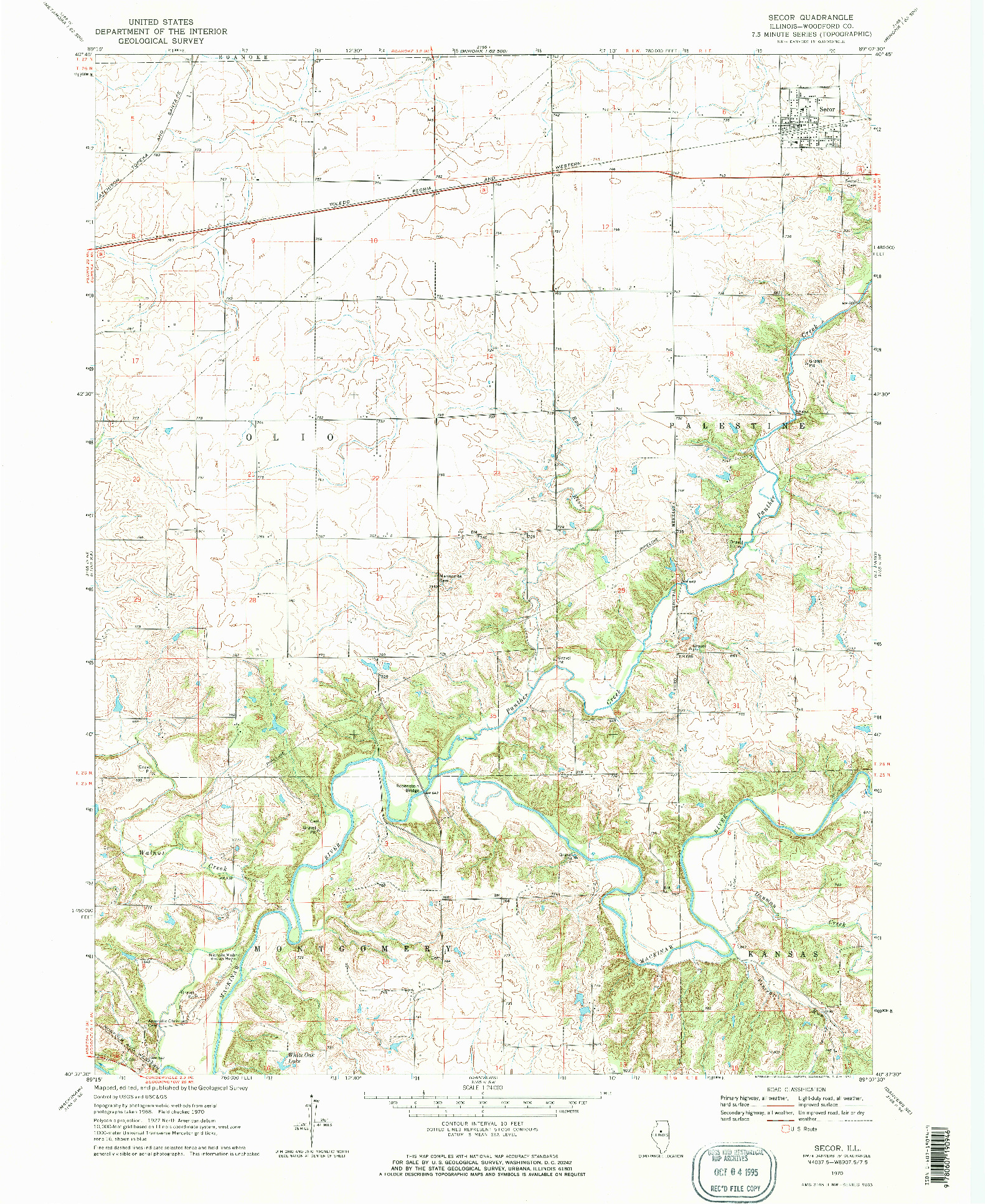 USGS 1:24000-SCALE QUADRANGLE FOR SECOR, IL 1970