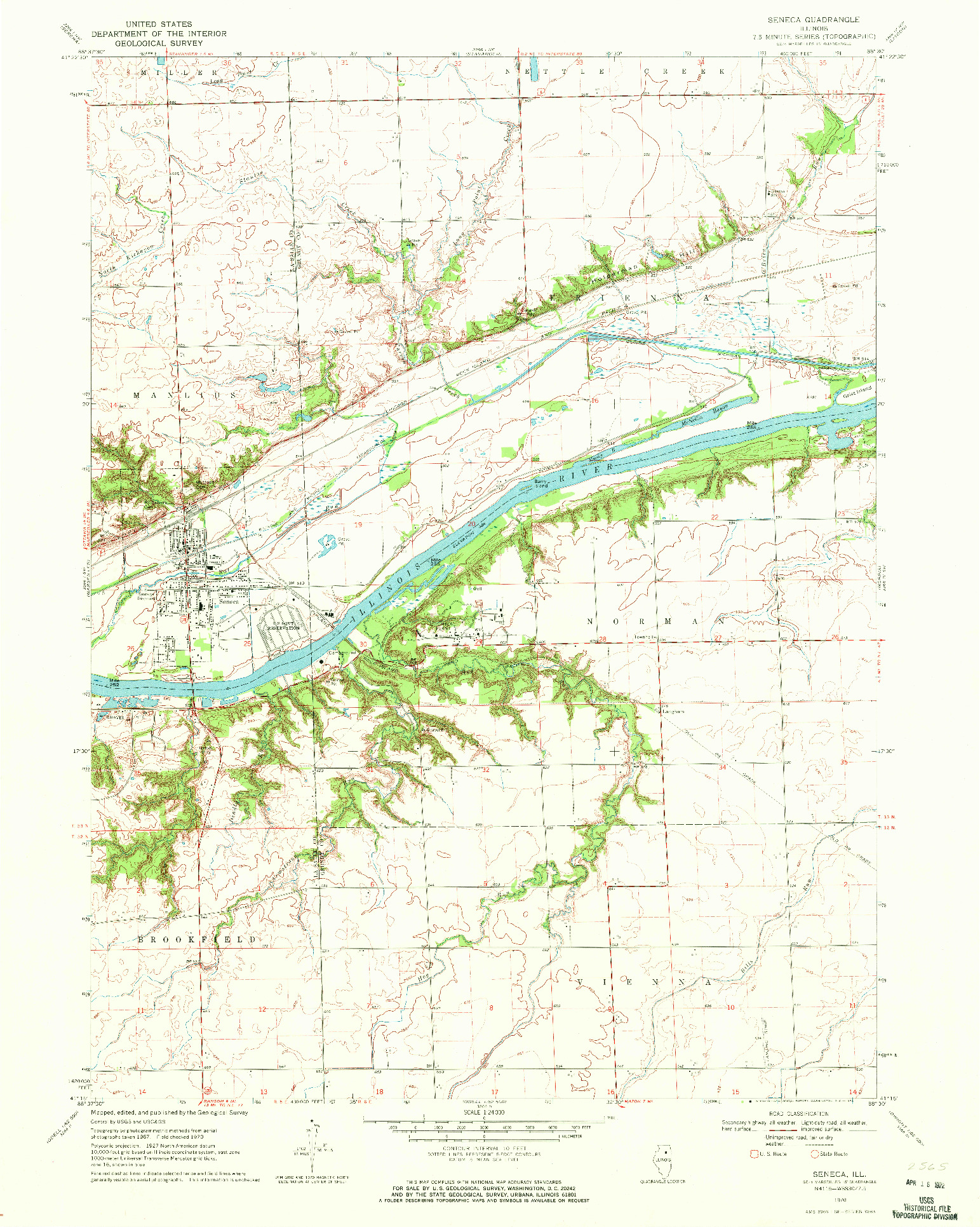 USGS 1:24000-SCALE QUADRANGLE FOR SENECA, IL 1970