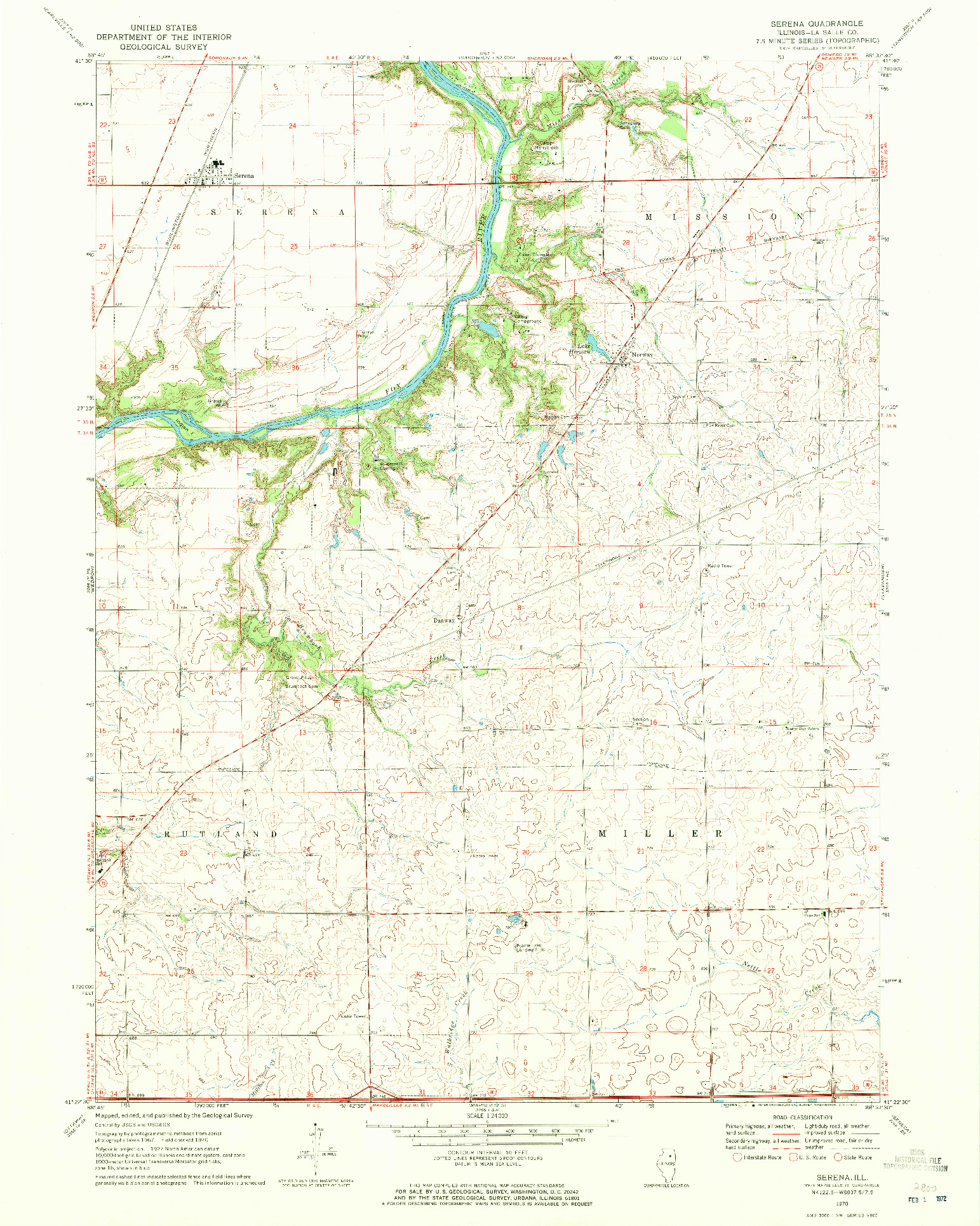 USGS 1:24000-SCALE QUADRANGLE FOR SERENA, IL 1970