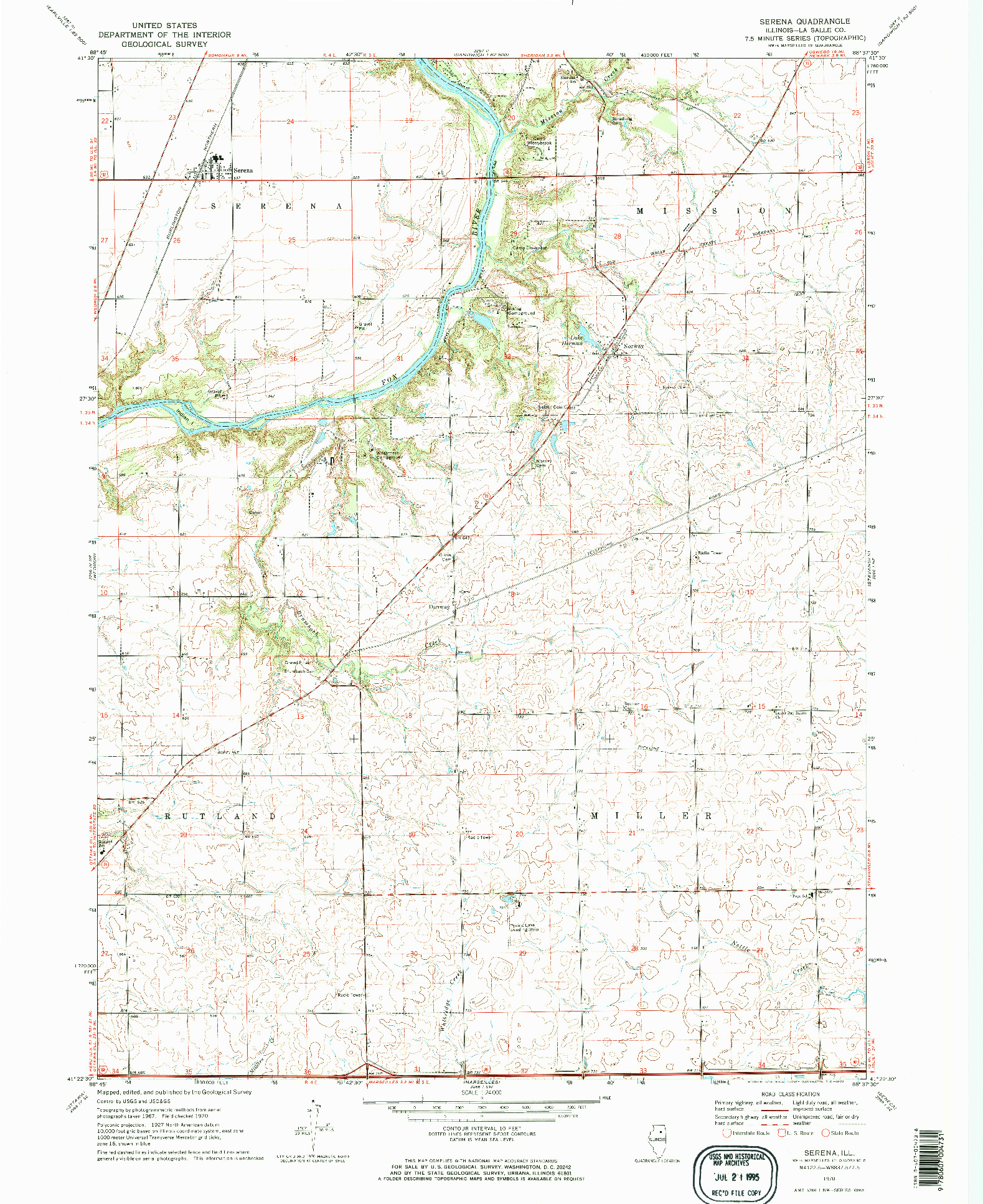 USGS 1:24000-SCALE QUADRANGLE FOR SERENA, IL 1970