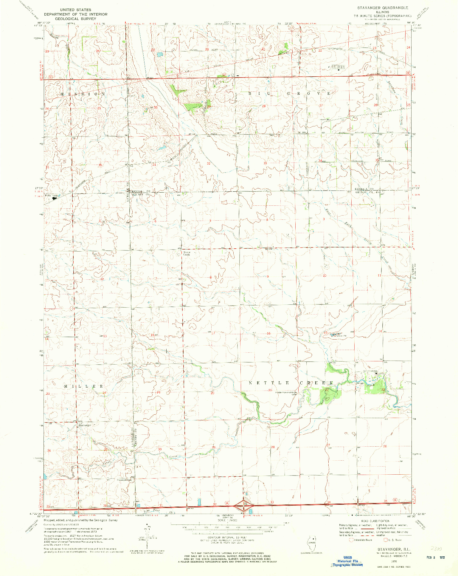 USGS 1:24000-SCALE QUADRANGLE FOR STAVANGER, IL 1970