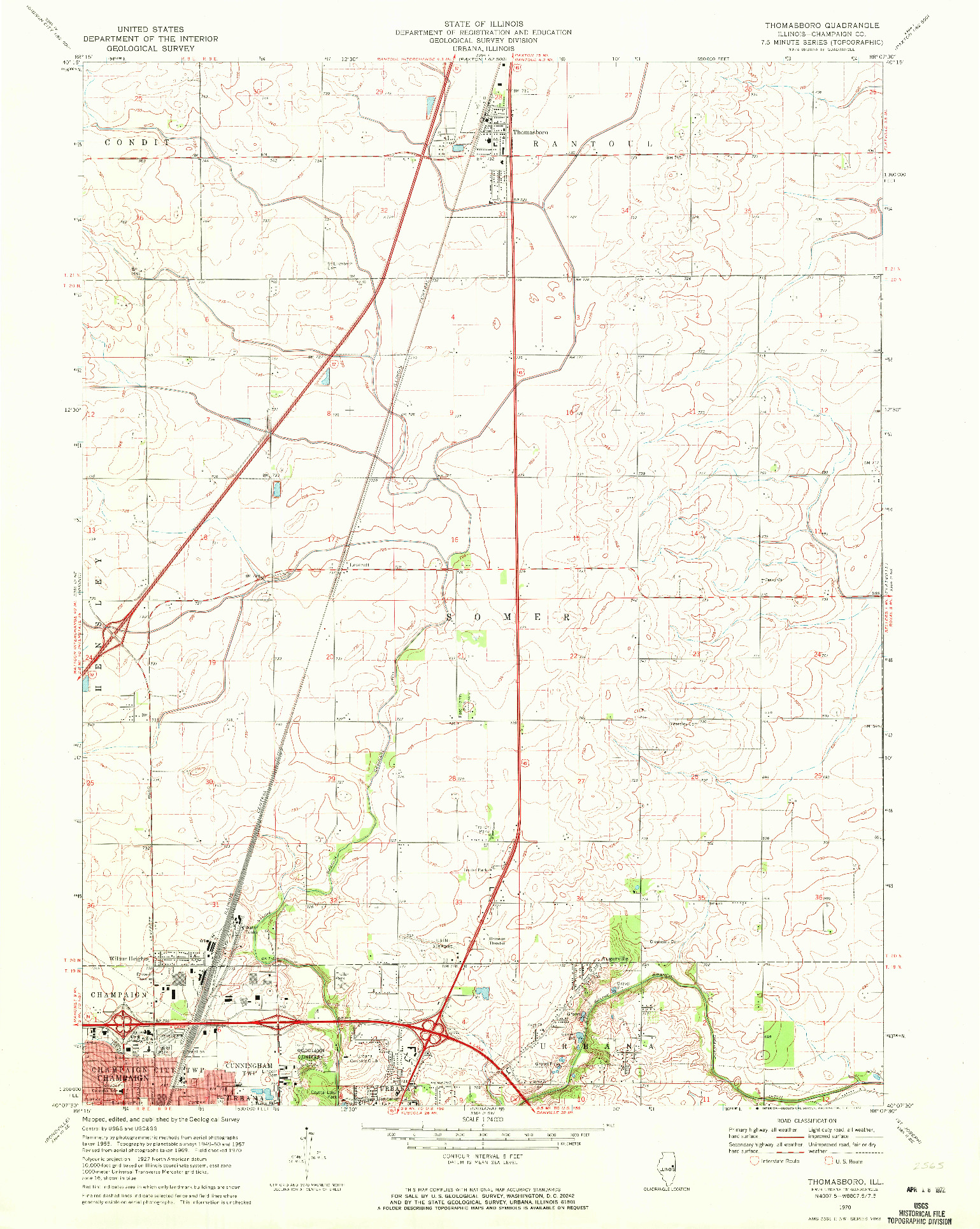 USGS 1:24000-SCALE QUADRANGLE FOR THOMASBORO, IL 1970