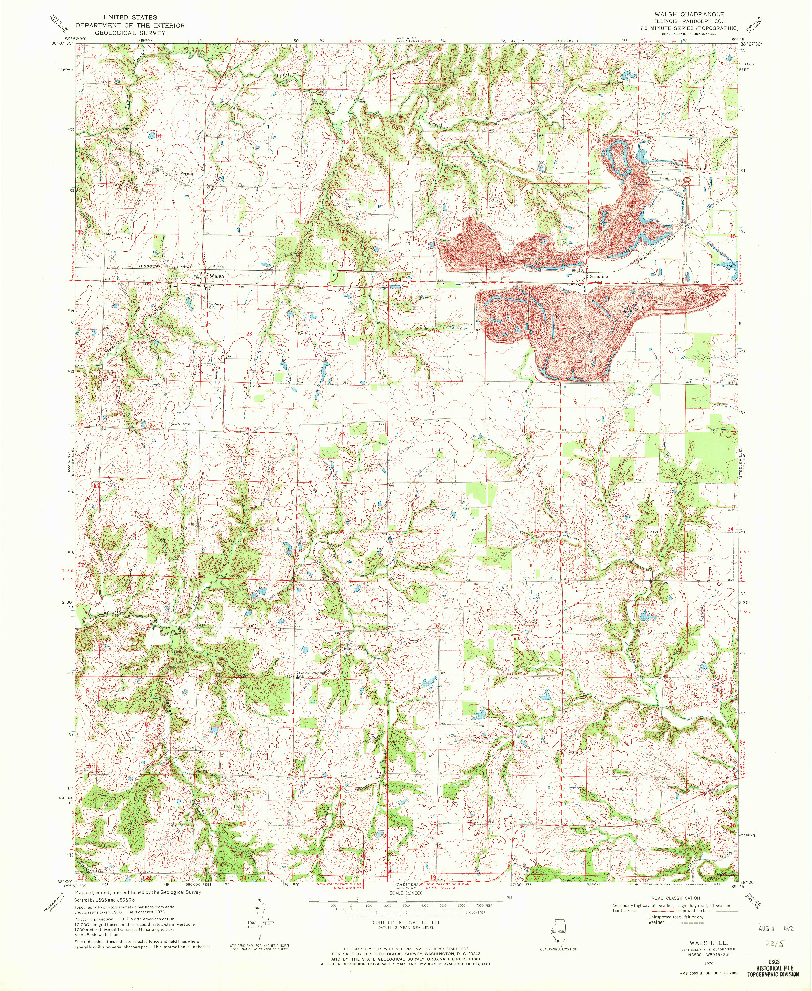 USGS 1:24000-SCALE QUADRANGLE FOR WALSH, IL 1970