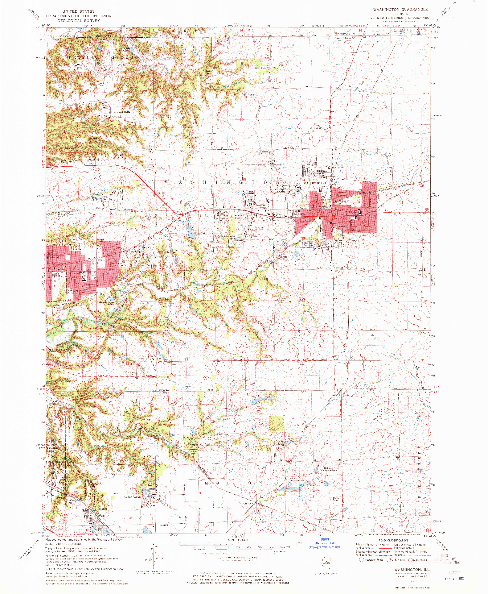 USGS 1:24000-SCALE QUADRANGLE FOR WASHINGTON, IL 1970