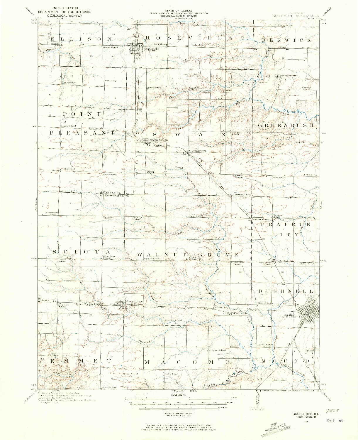 USGS 1:62500-SCALE QUADRANGLE FOR GOOD HOPE, IL 1916