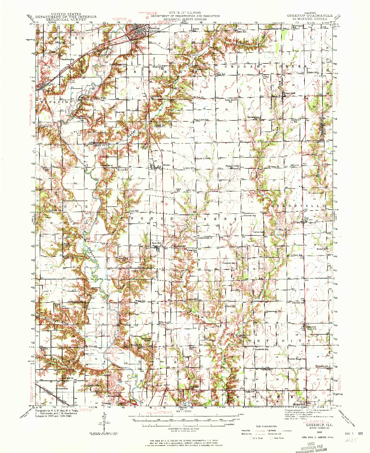 USGS 1:62500-SCALE QUADRANGLE FOR GREENUP, IL 1940