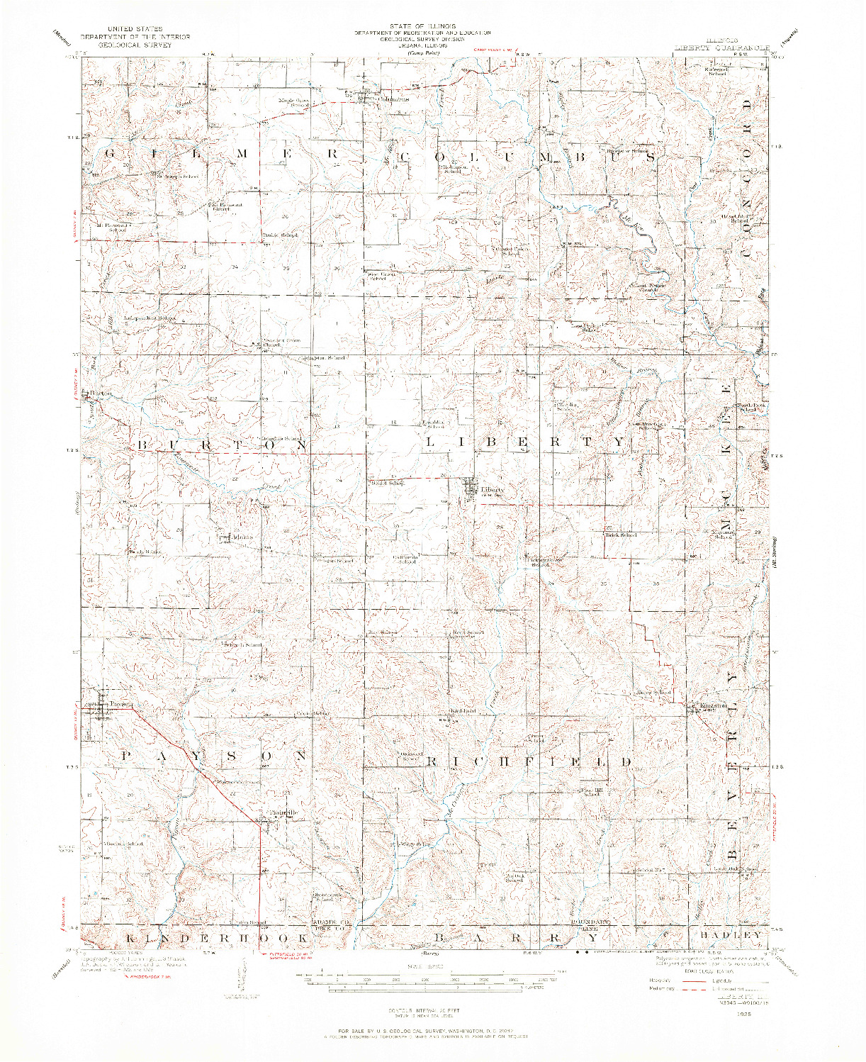 USGS 1:62500-SCALE QUADRANGLE FOR LIBERTY, IL 1925