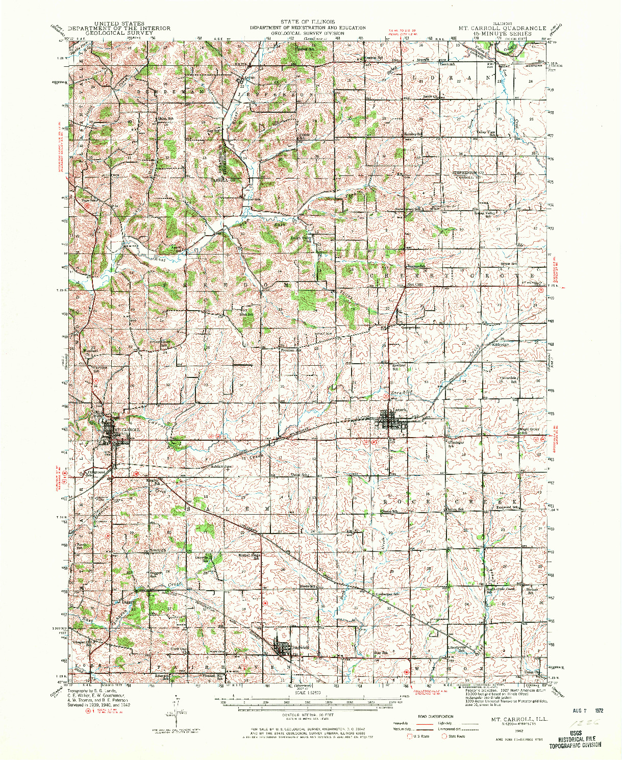 USGS 1:62500-SCALE QUADRANGLE FOR MT CARROLL, IL 1942