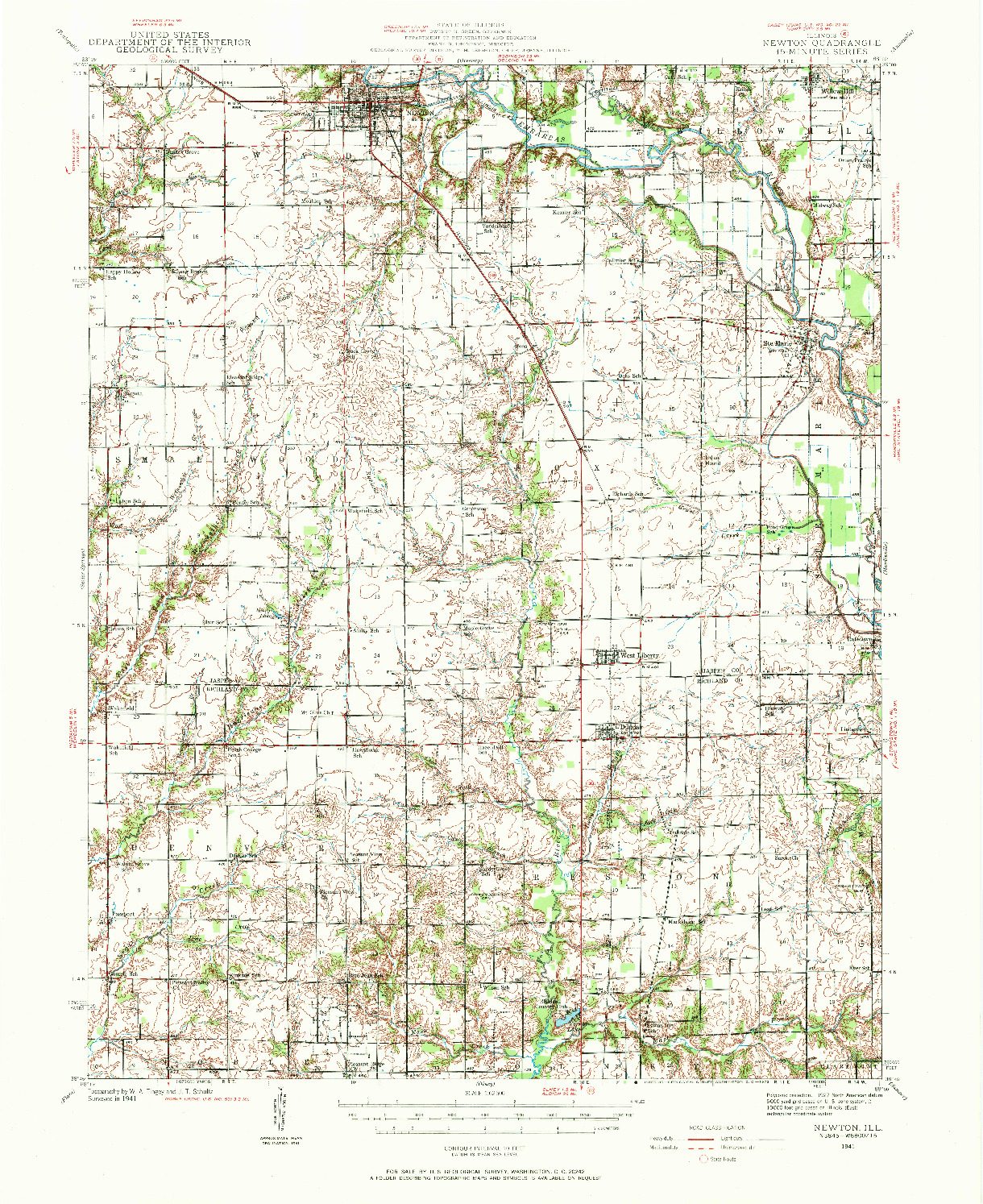 USGS 1:62500-SCALE QUADRANGLE FOR NEWTON, IL 1941