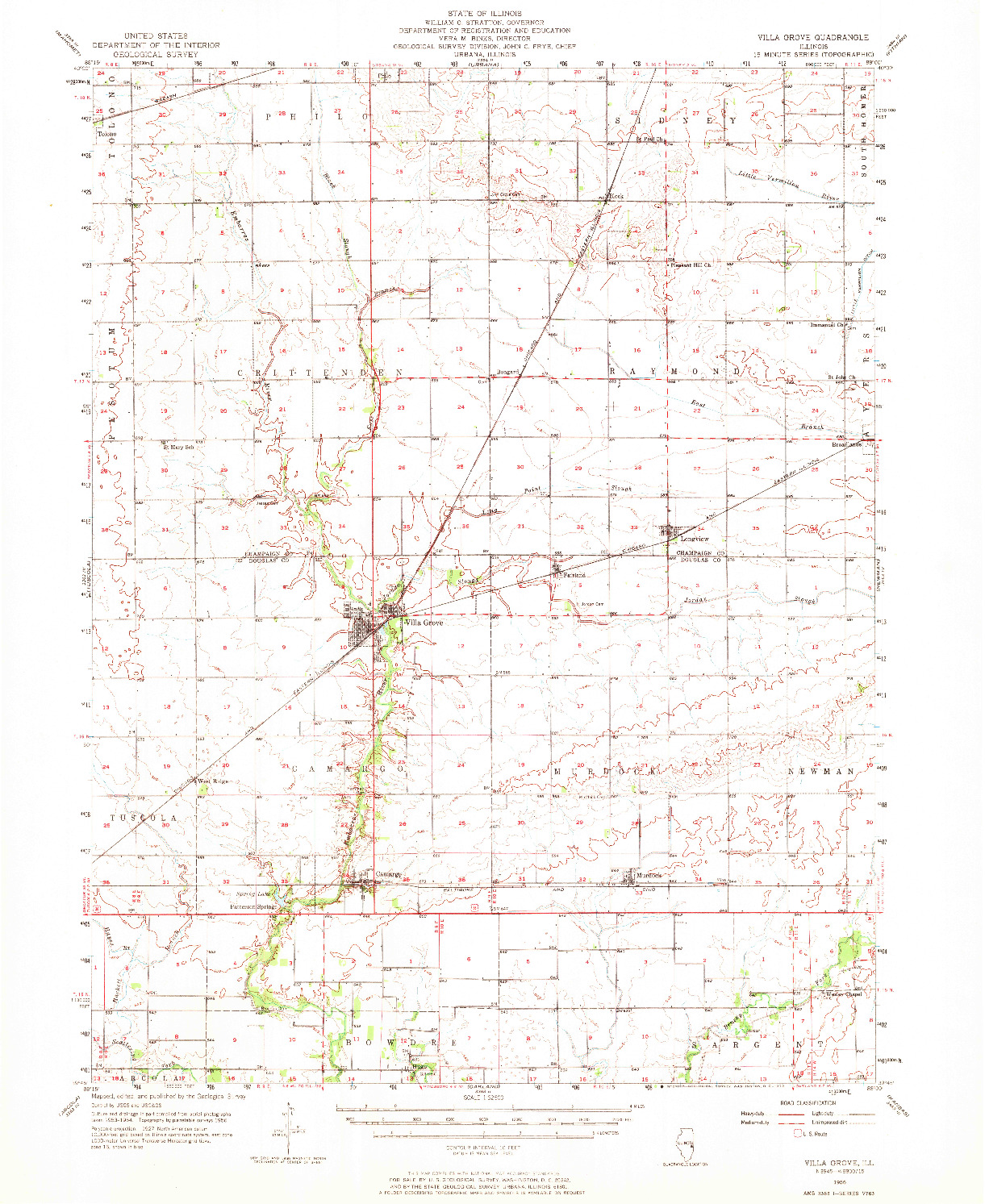 USGS 1:62500-SCALE QUADRANGLE FOR VILLA GROVE, IL 1956