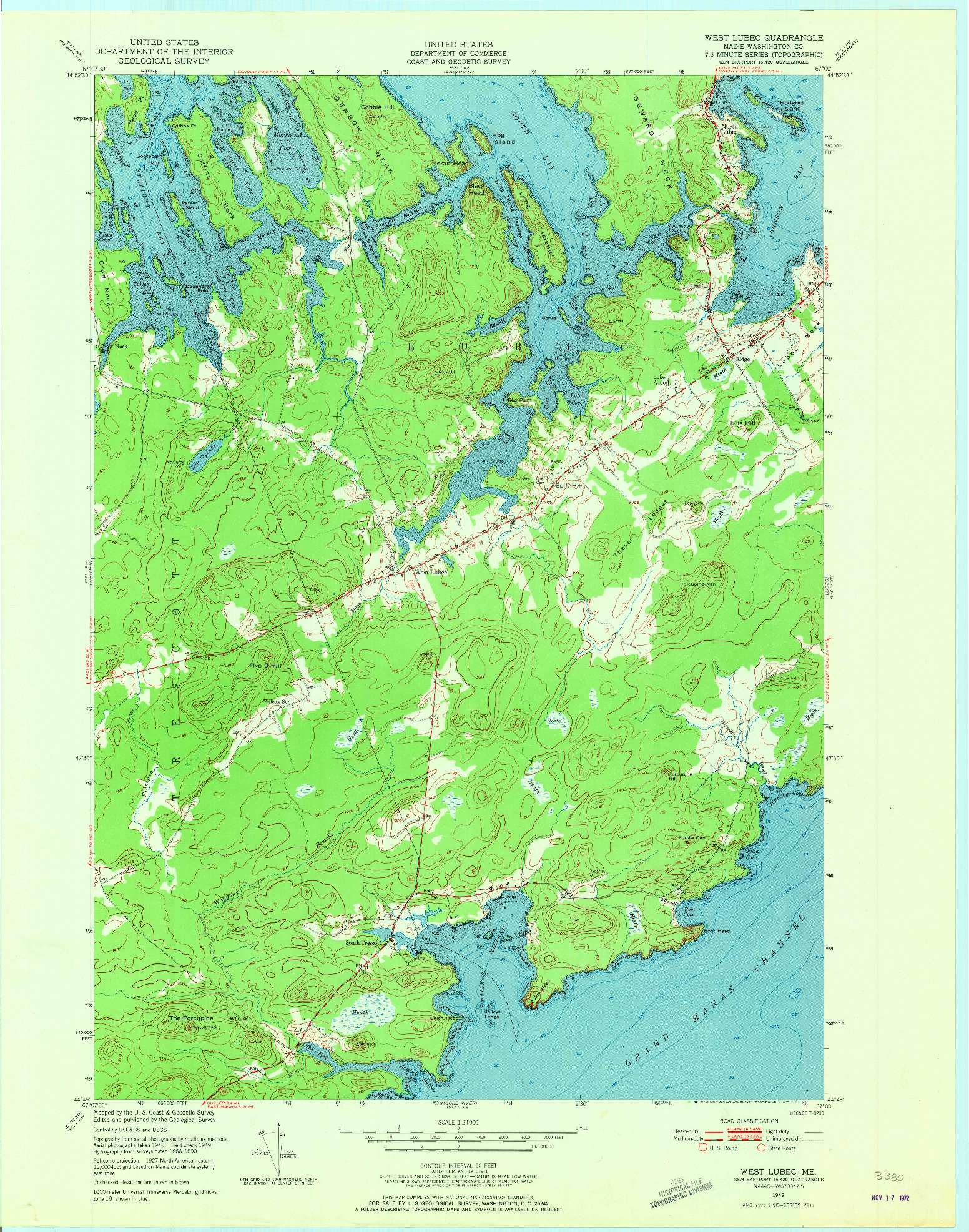 USGS 1:24000-SCALE QUADRANGLE FOR WEST LUBEC, ME 1949