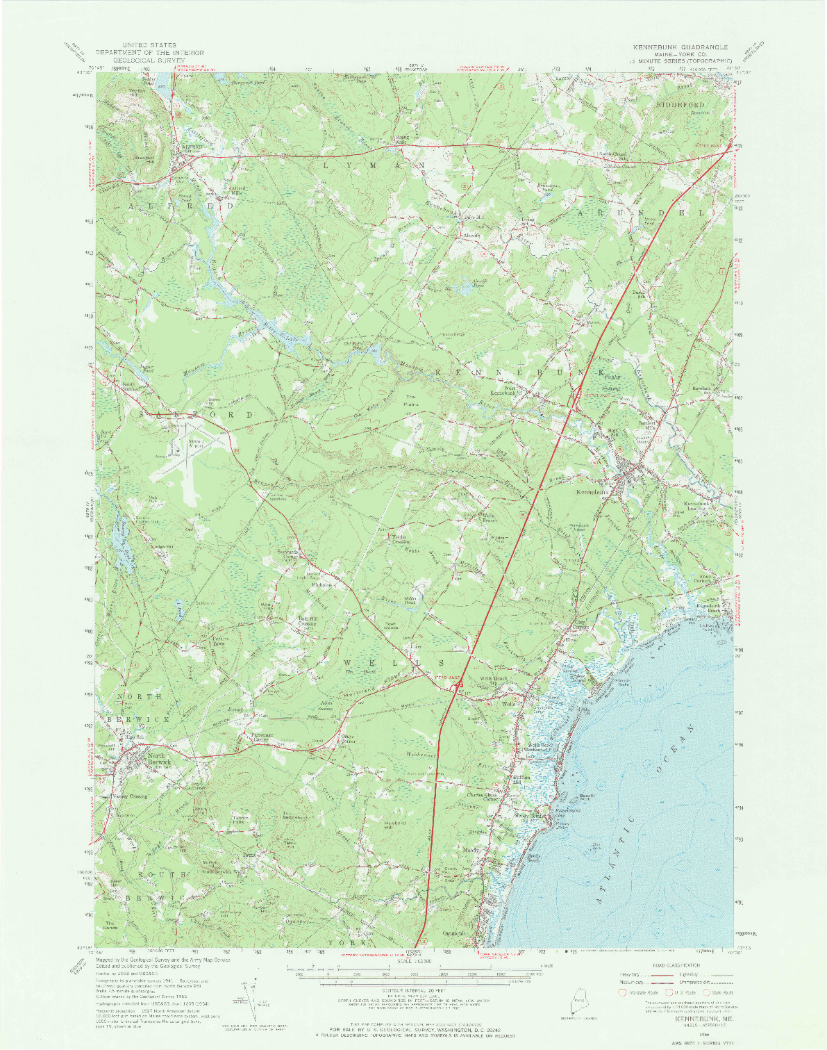 USGS 1:62500-SCALE QUADRANGLE FOR KENNEBUNK, ME 1956
