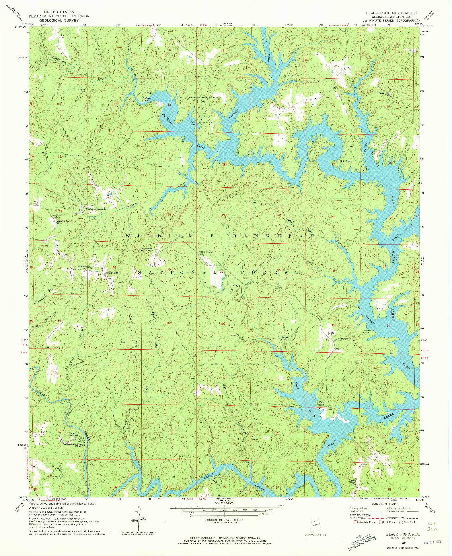 USGS 1:24000-SCALE QUADRANGLE FOR BLACK POND, AL 1969