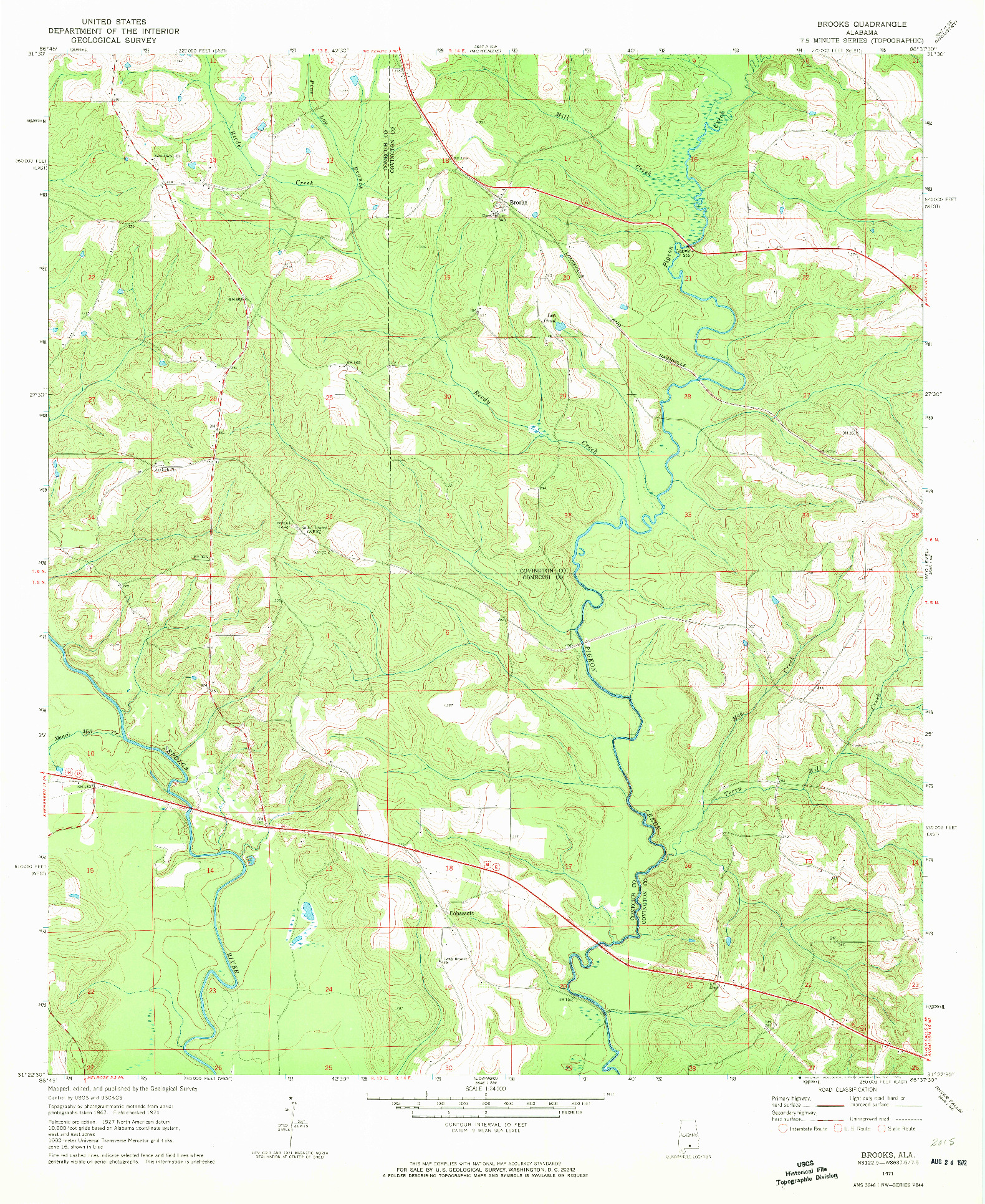 USGS 1:24000-SCALE QUADRANGLE FOR BROOKS, AL 1971