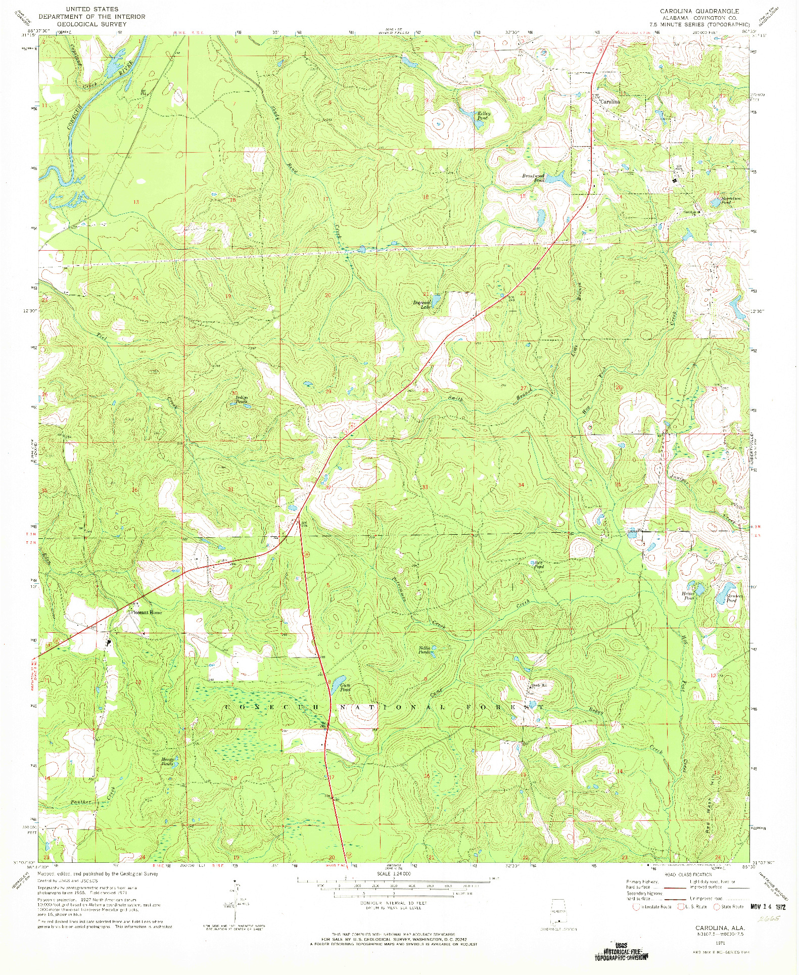 USGS 1:24000-SCALE QUADRANGLE FOR CAROLINA, AL 1971