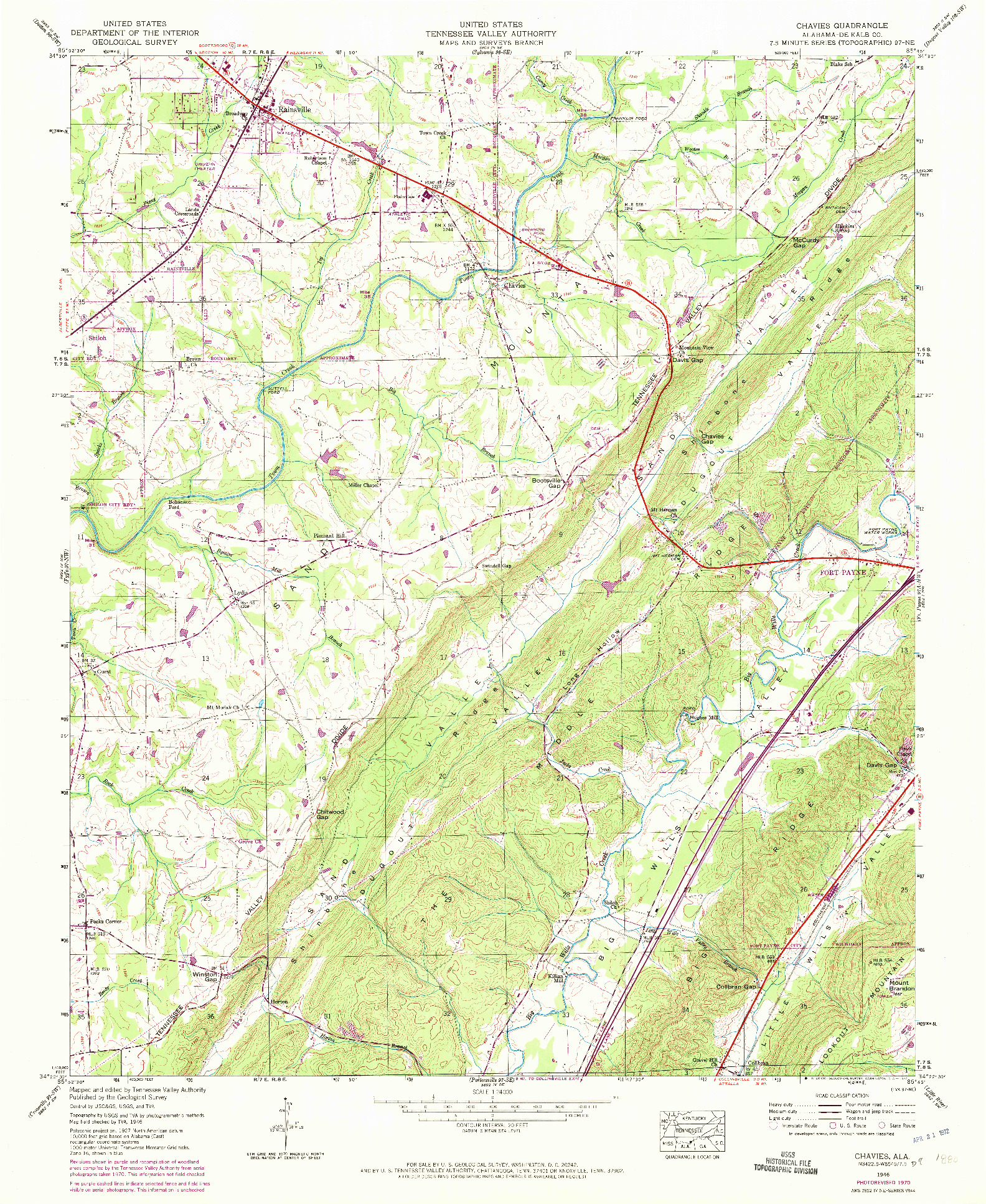 USGS 1:24000-SCALE QUADRANGLE FOR CHAVIES, AL 1946