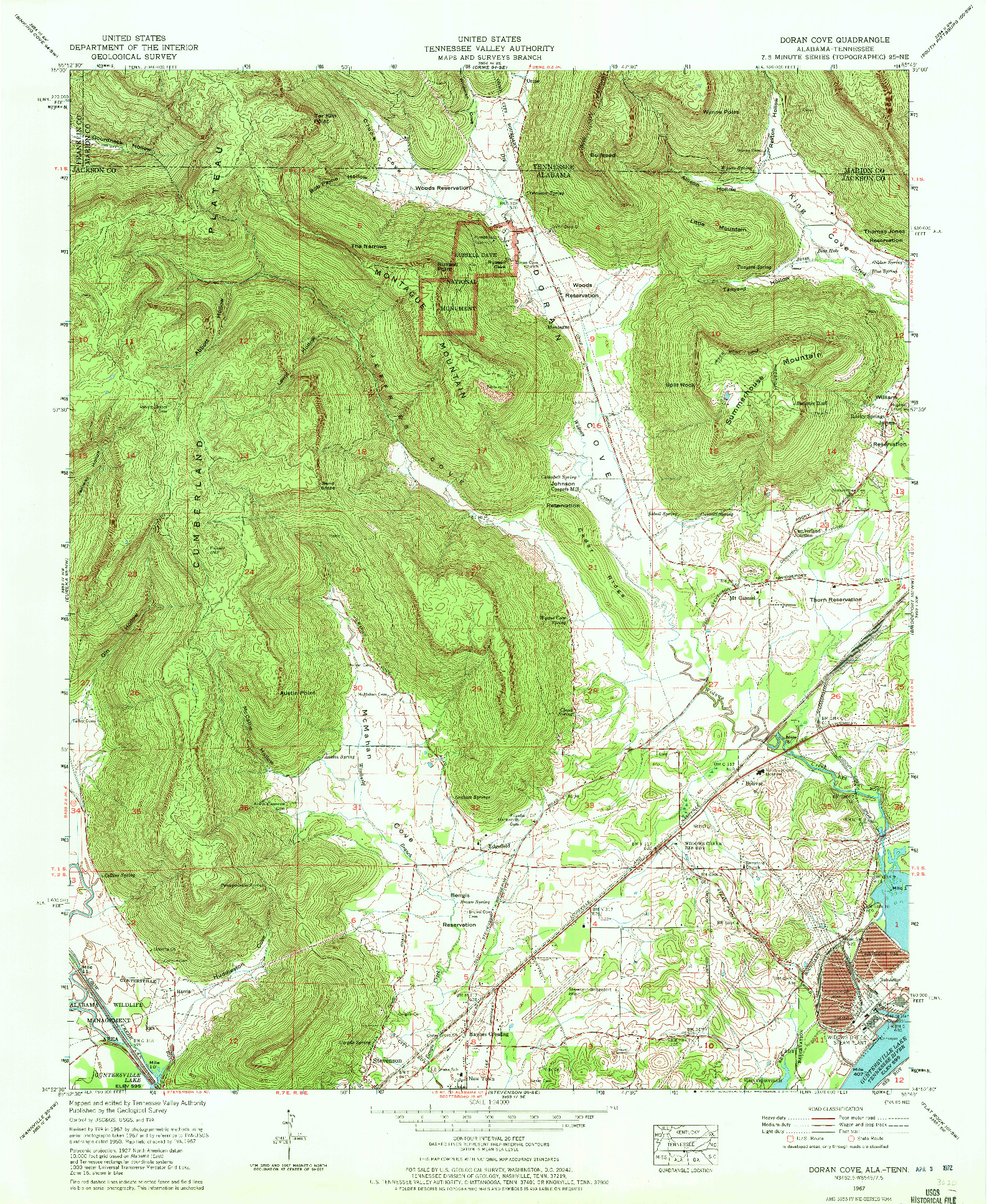 USGS 1:24000-SCALE QUADRANGLE FOR DORAN COVE, AL 1967