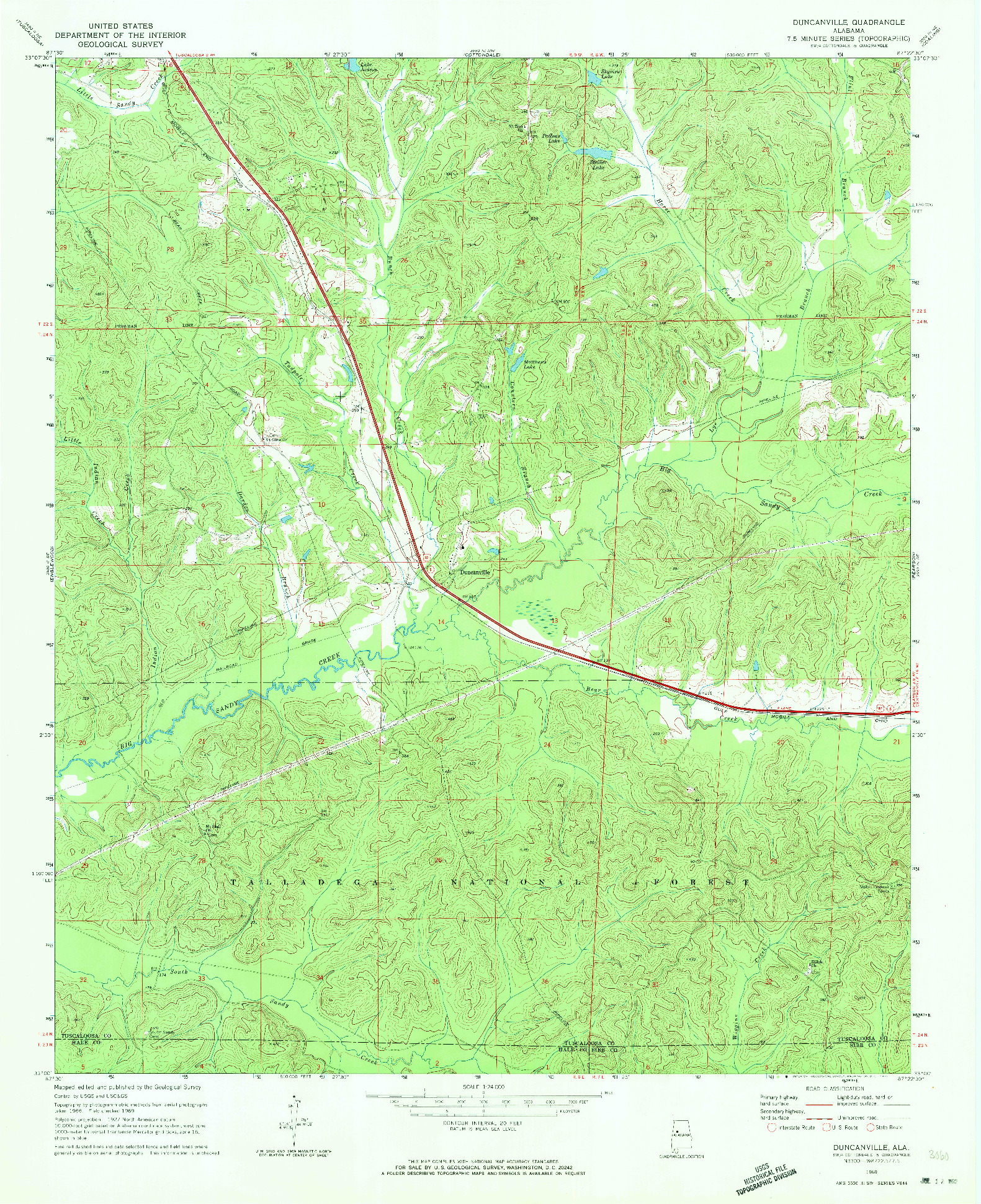 USGS 1:24000-SCALE QUADRANGLE FOR DUNCANVILLE, AL 1969