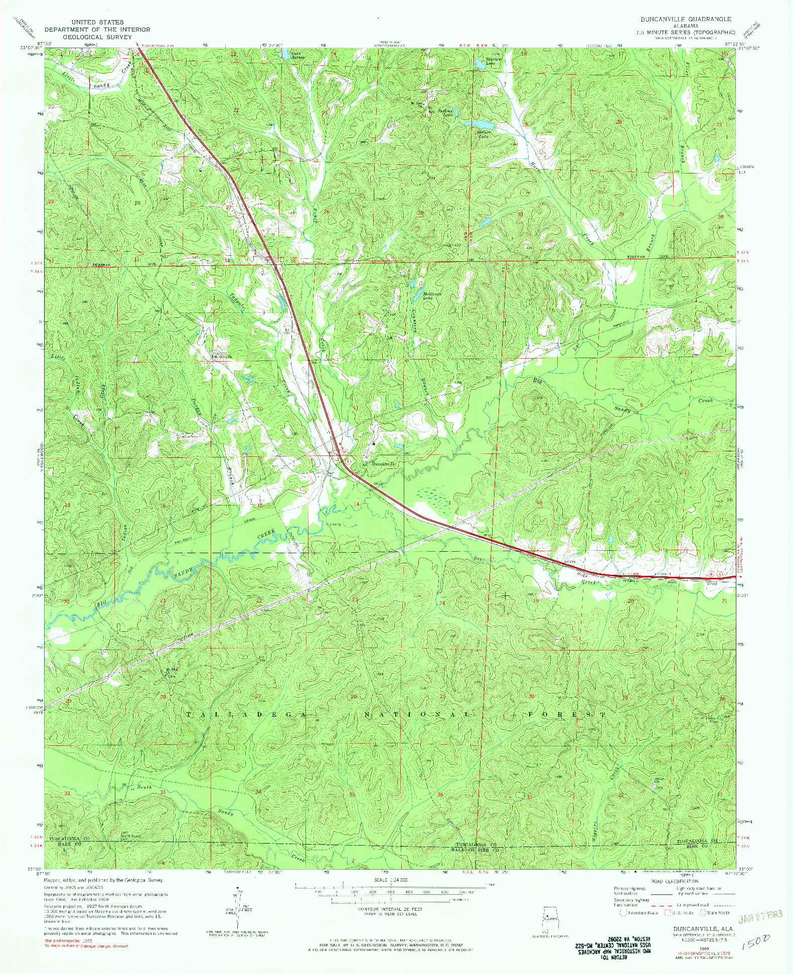 USGS 1:24000-SCALE QUADRANGLE FOR DUNCANVILLE, AL 1969