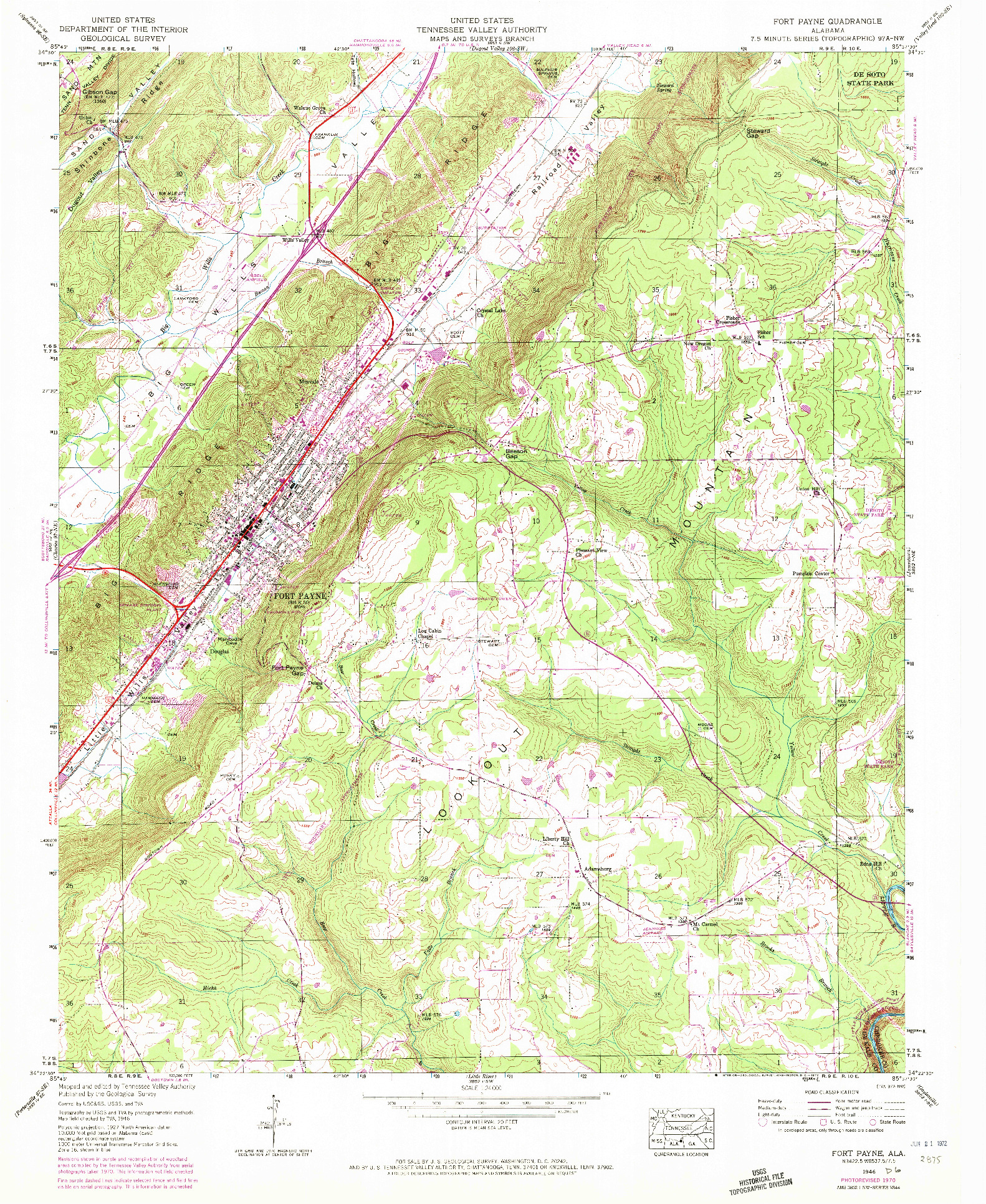 USGS 1:24000-SCALE QUADRANGLE FOR FORT PAYNE, AL 1946