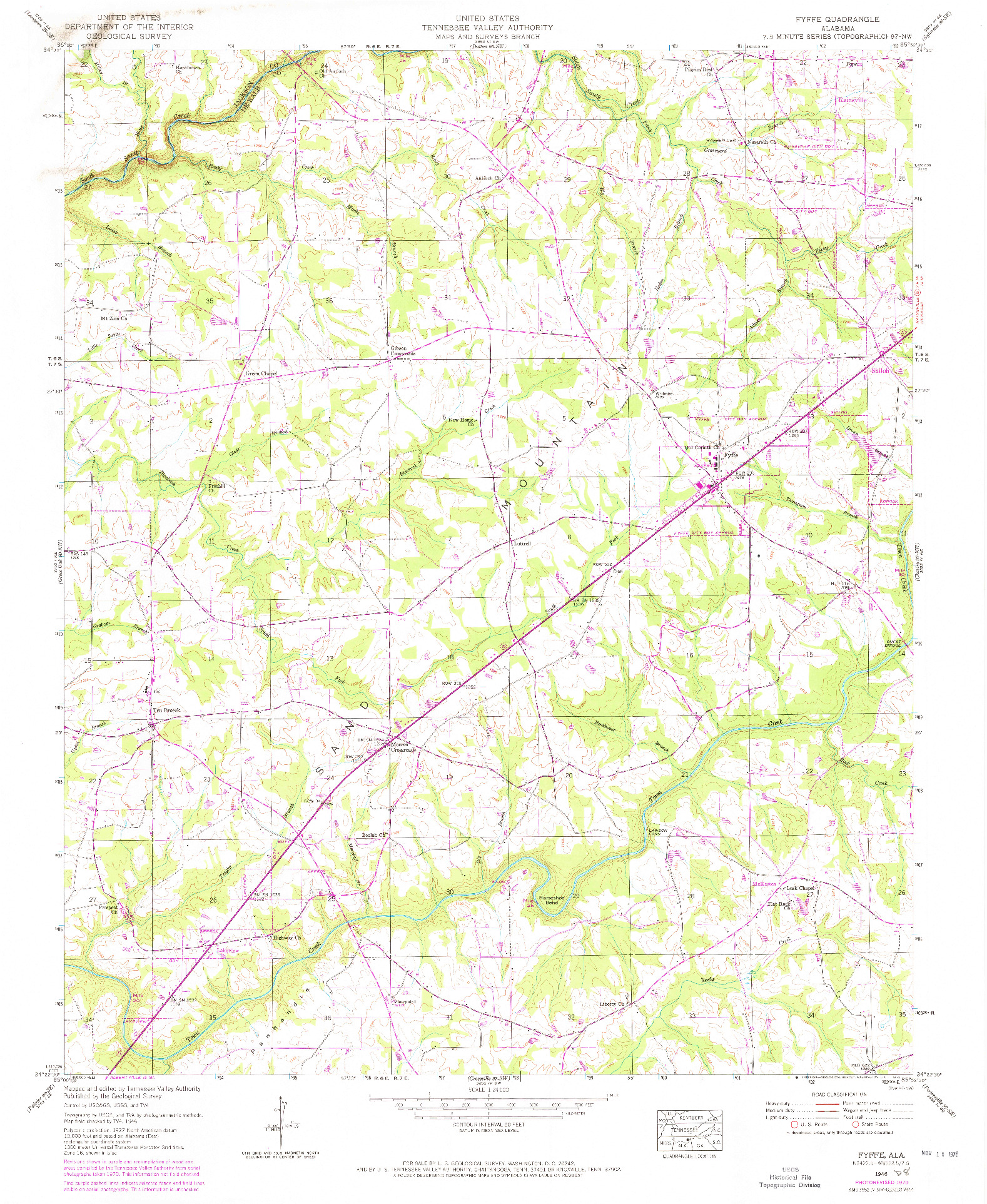 USGS 1:24000-SCALE QUADRANGLE FOR FYFFE, AL 1946