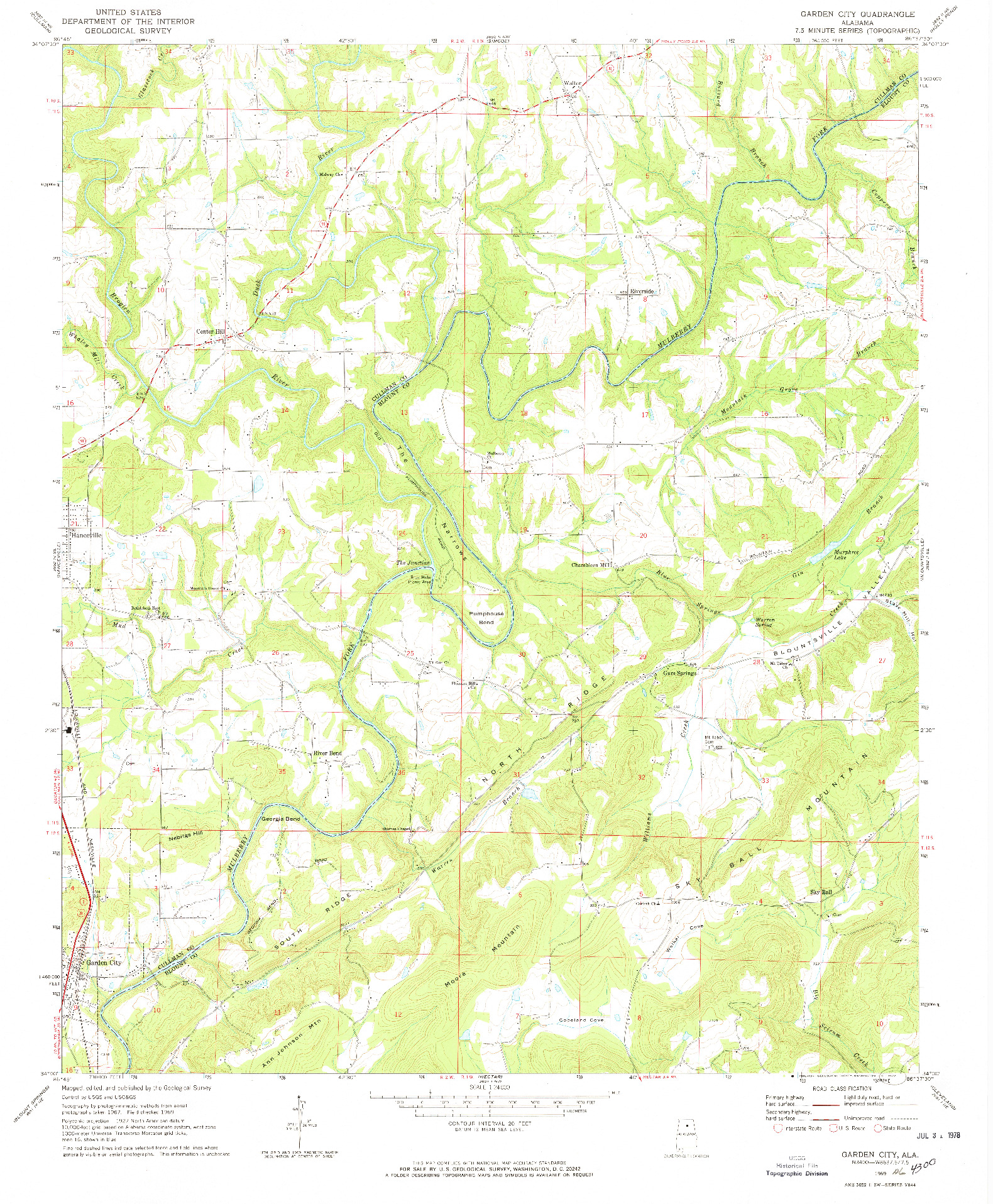 USGS 1:24000-SCALE QUADRANGLE FOR GARDEN CITY, AL 1969