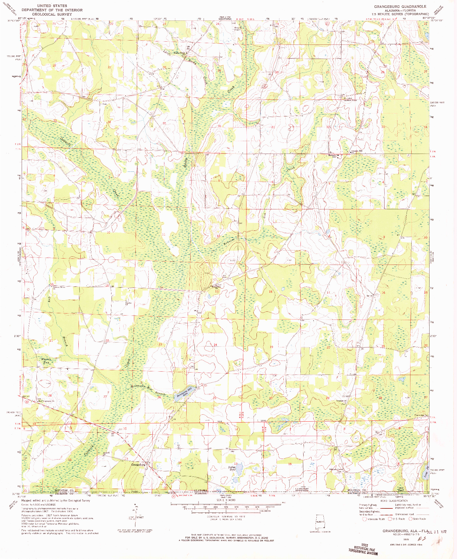 USGS 1:24000-SCALE QUADRANGLE FOR GRANGEBURG, AL 1970