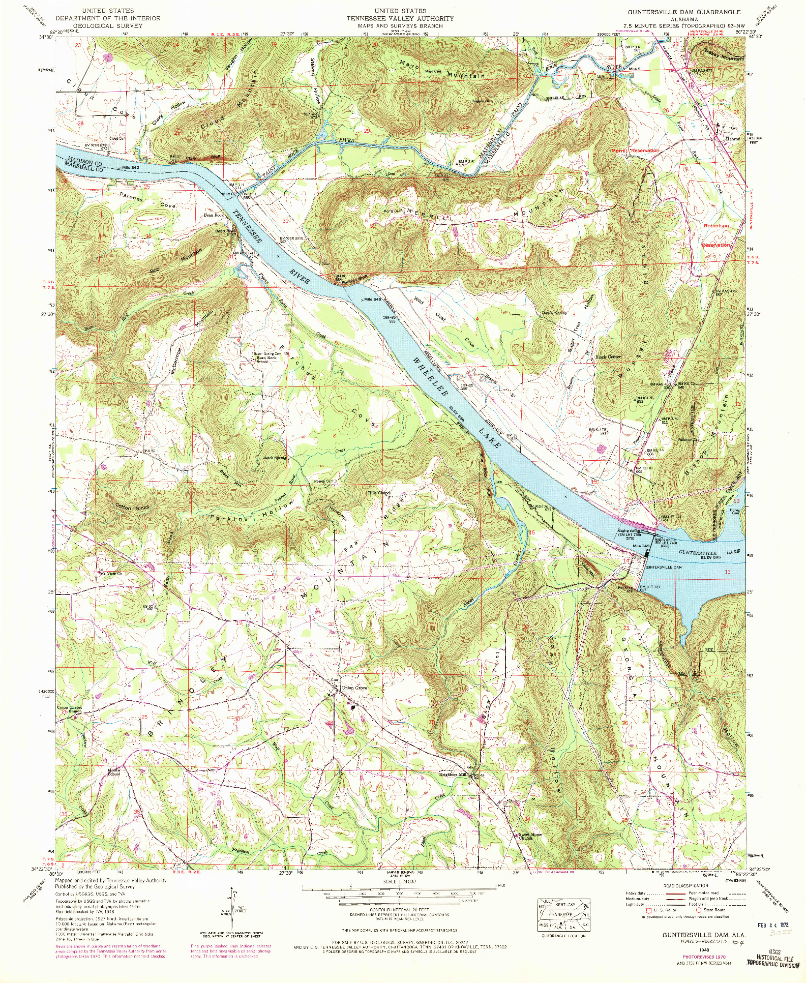USGS 1:24000-SCALE QUADRANGLE FOR GUNTERSVILLE DAM, AL 1948