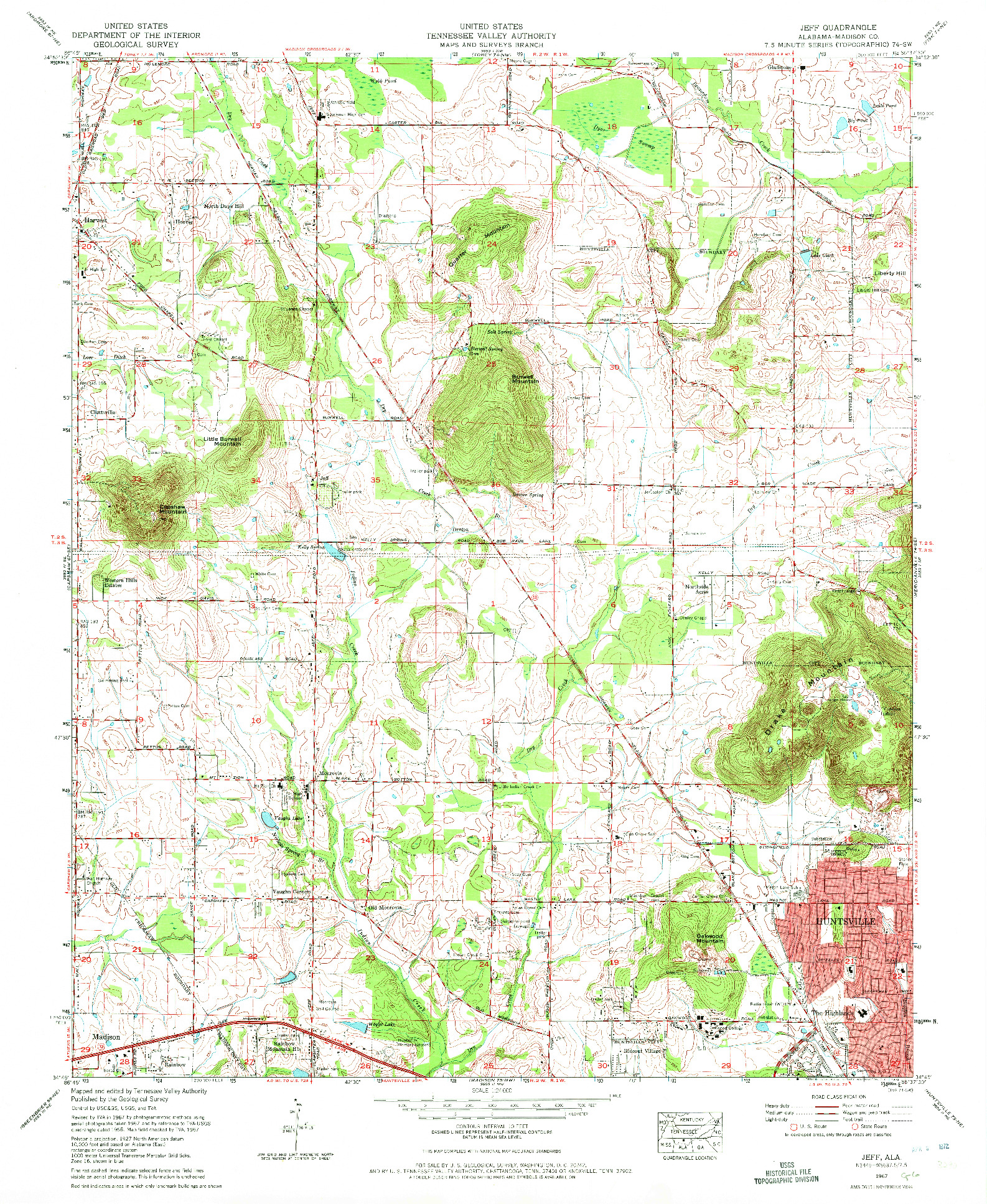 USGS 1:24000-SCALE QUADRANGLE FOR JEFF, AL 1967