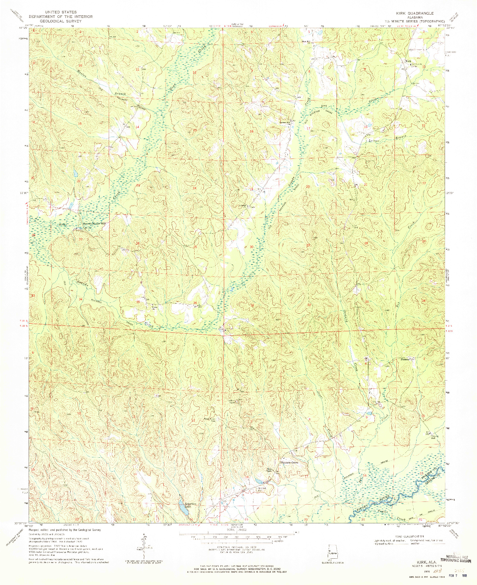 USGS 1:24000-SCALE QUADRANGLE FOR KIRK, AL 1970