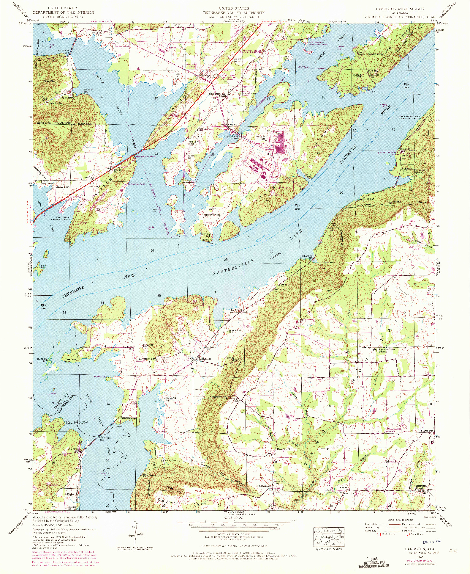 USGS 1:24000-SCALE QUADRANGLE FOR LANGSTON, AL 1947