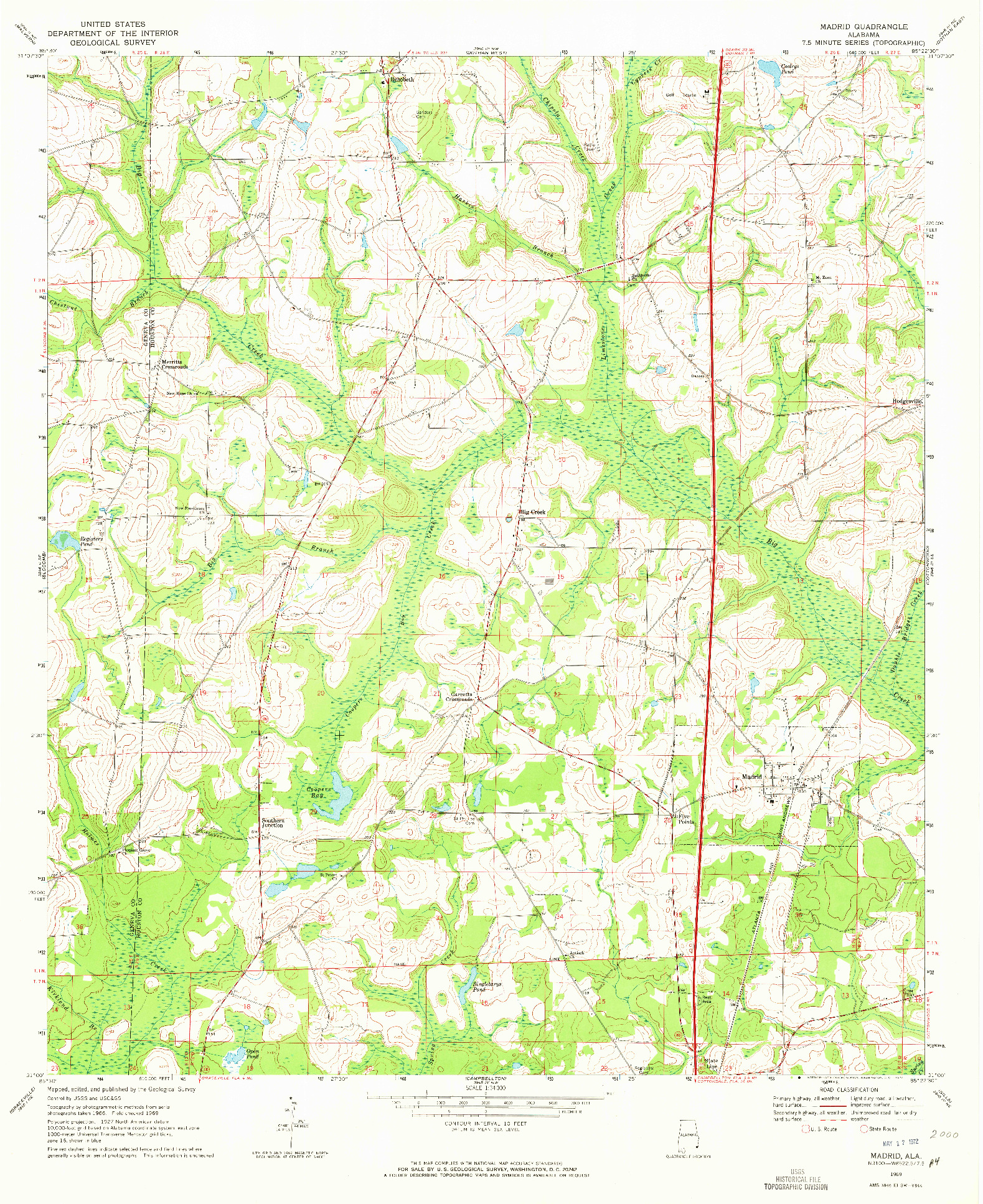 USGS 1:24000-SCALE QUADRANGLE FOR MADRID, AL 1969