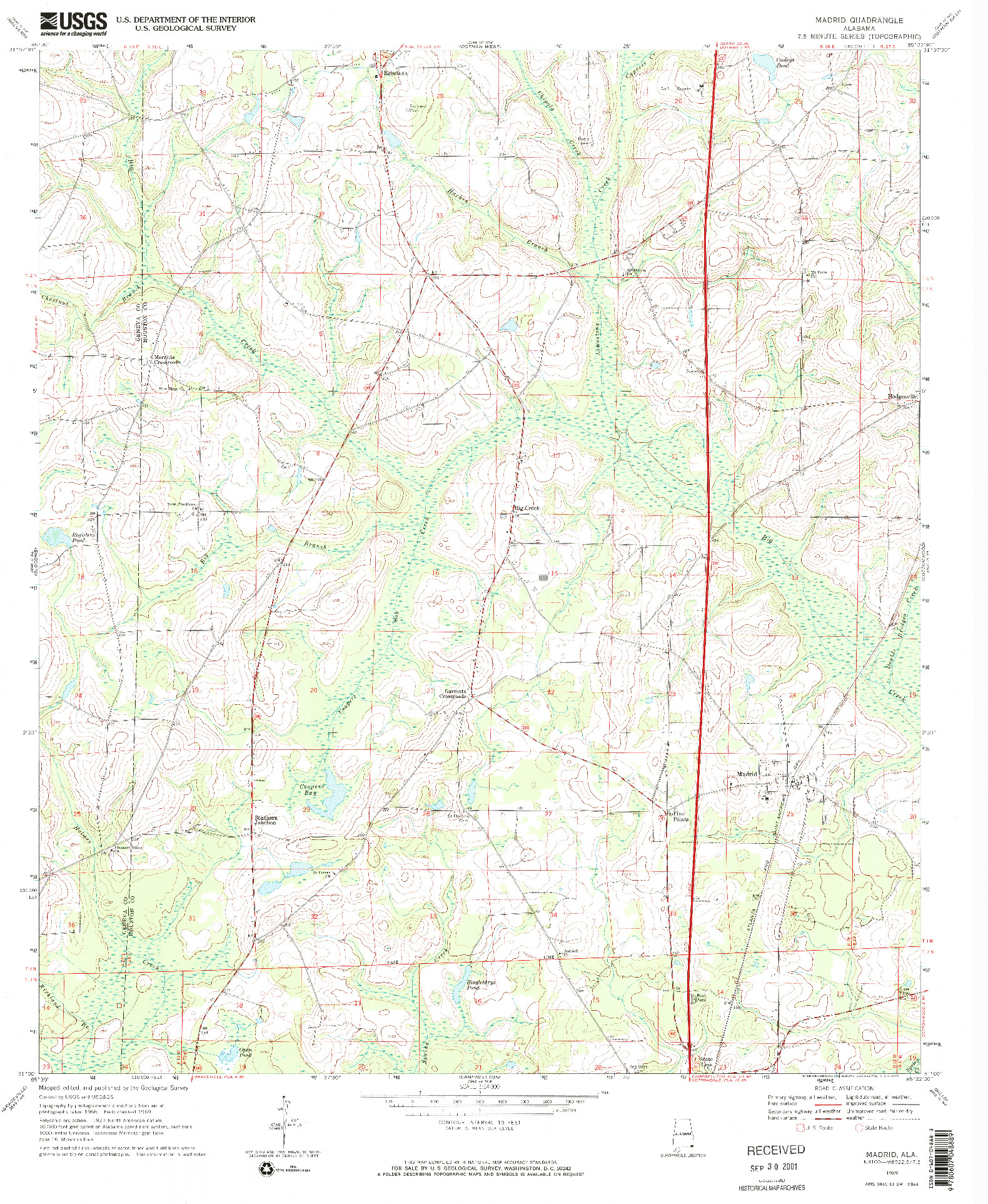USGS 1:24000-SCALE QUADRANGLE FOR MADRID, AL 1969