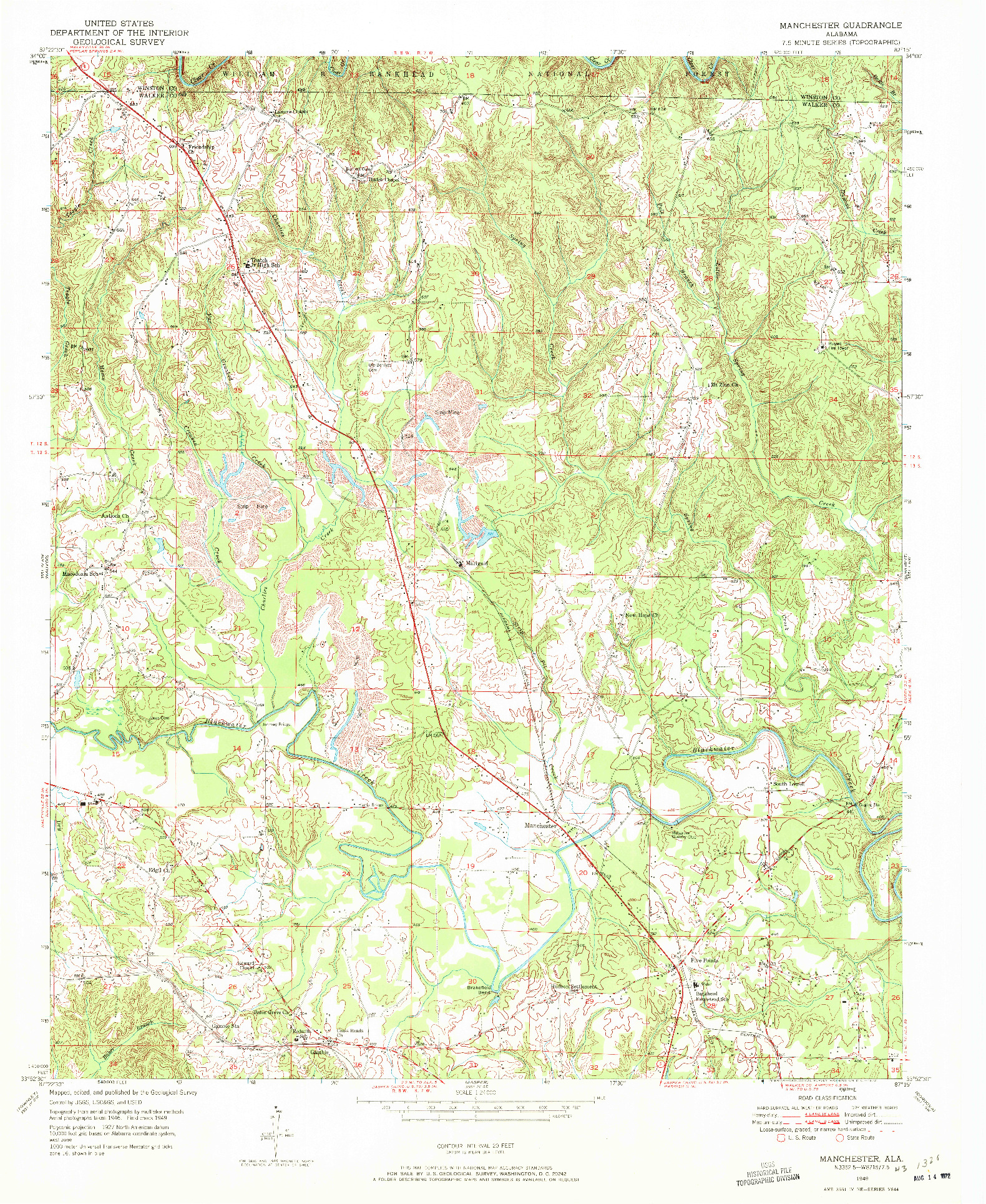 USGS 1:24000-SCALE QUADRANGLE FOR MANCHESTER, AL 1949