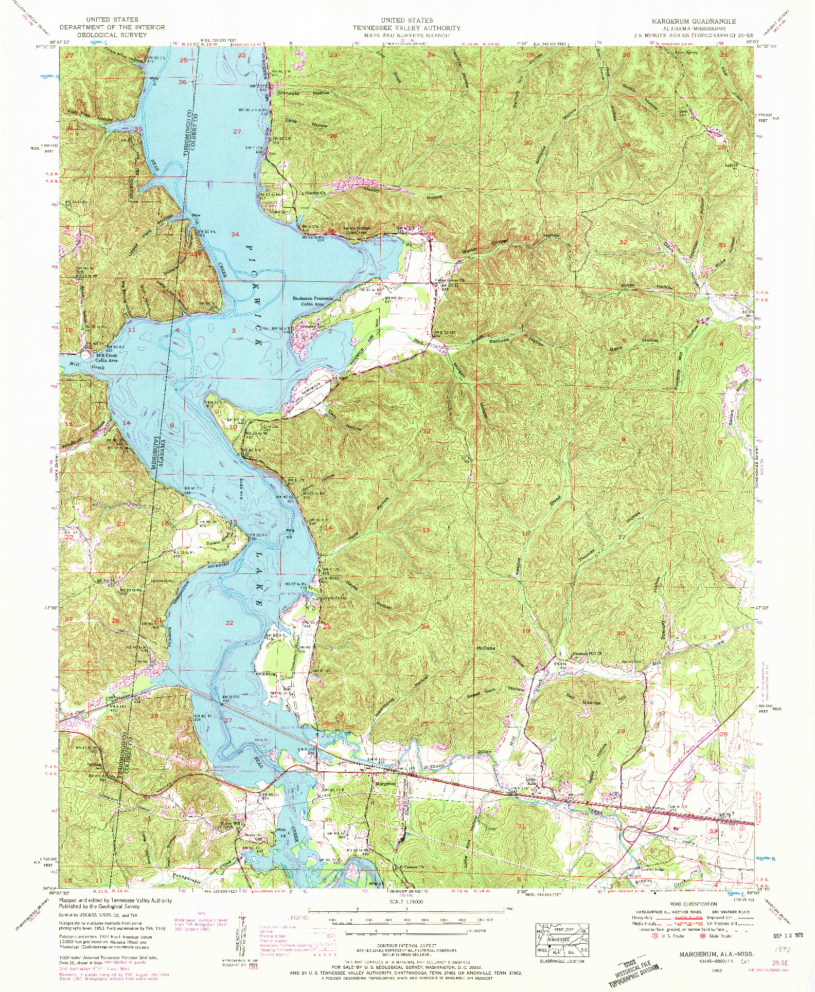 USGS 1:24000-SCALE QUADRANGLE FOR MARGERUM, AL 1953