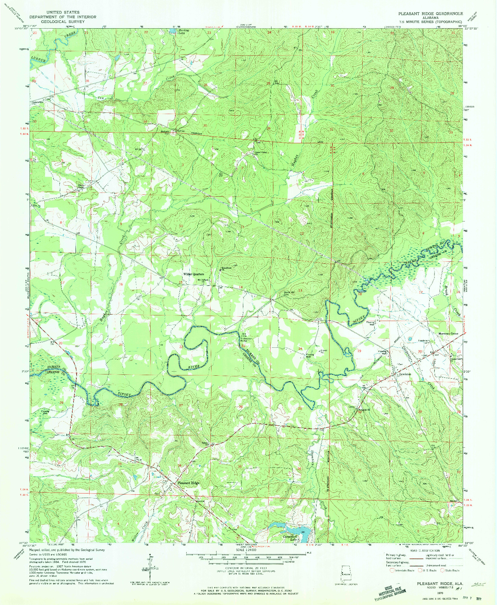 USGS 1:24000-SCALE QUADRANGLE FOR PLEASANT RIDGE, AL 1970