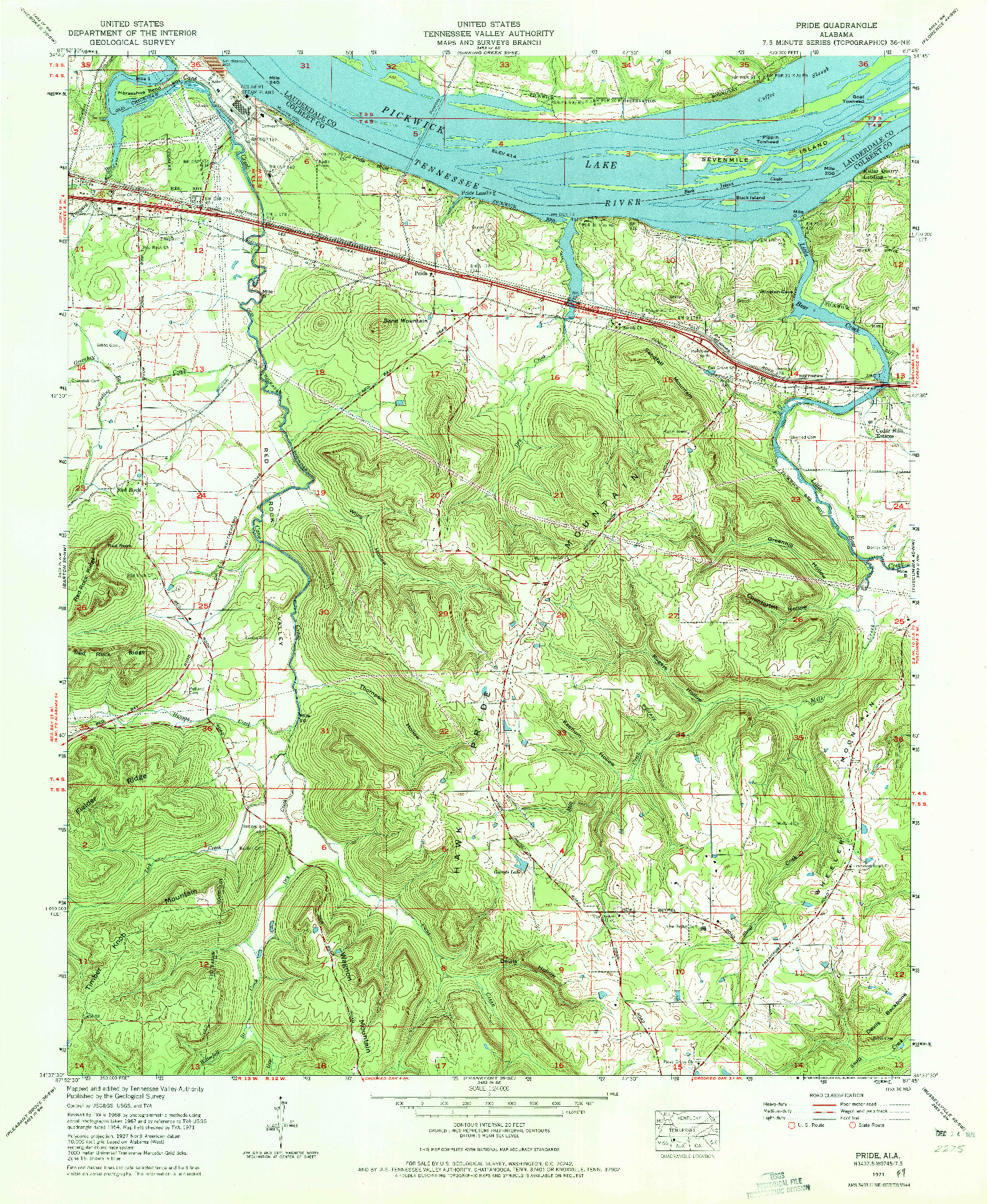 USGS 1:24000-SCALE QUADRANGLE FOR PRIDE, AL 1971