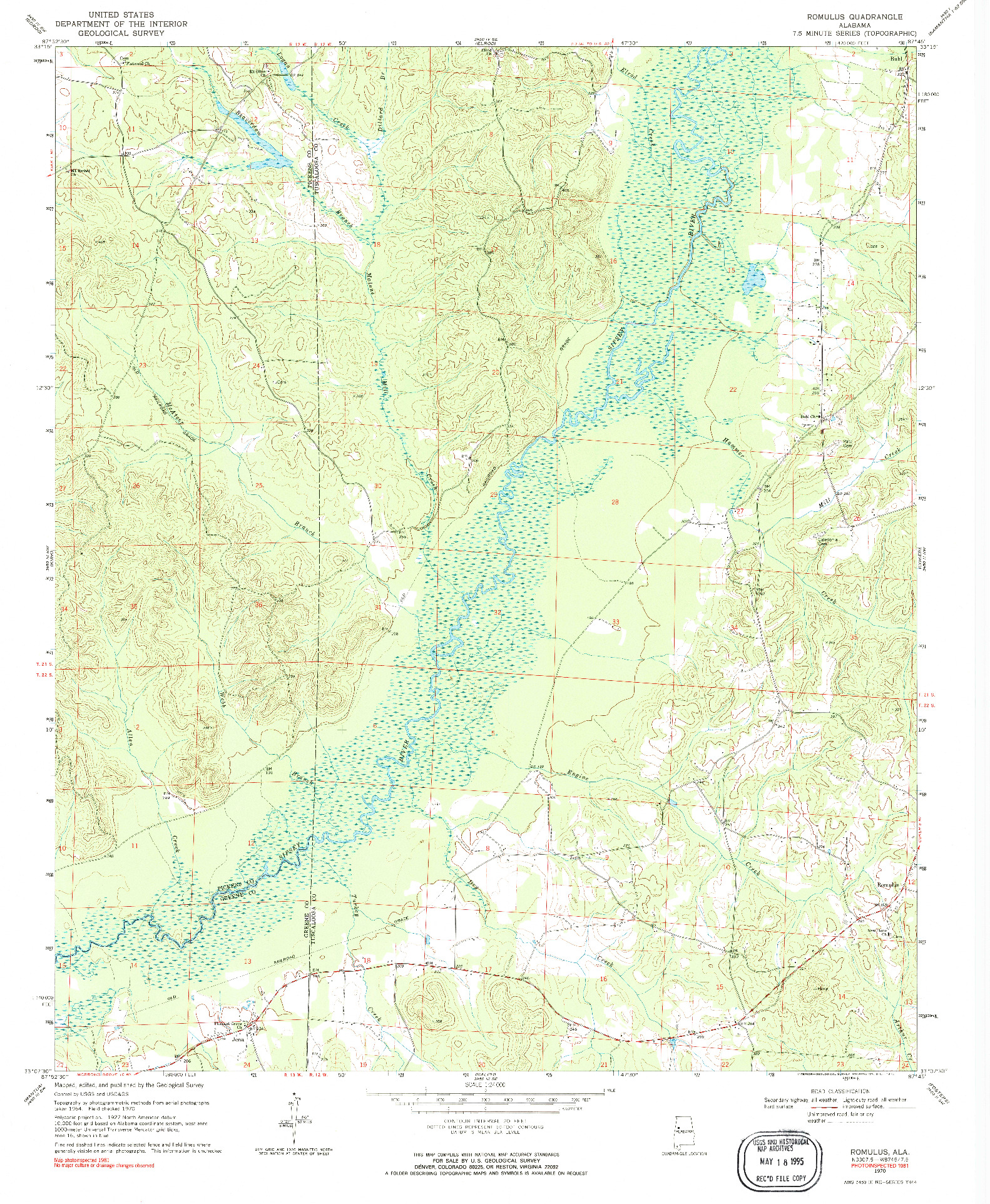 USGS 1:24000-SCALE QUADRANGLE FOR ROMULUS, AL 1970