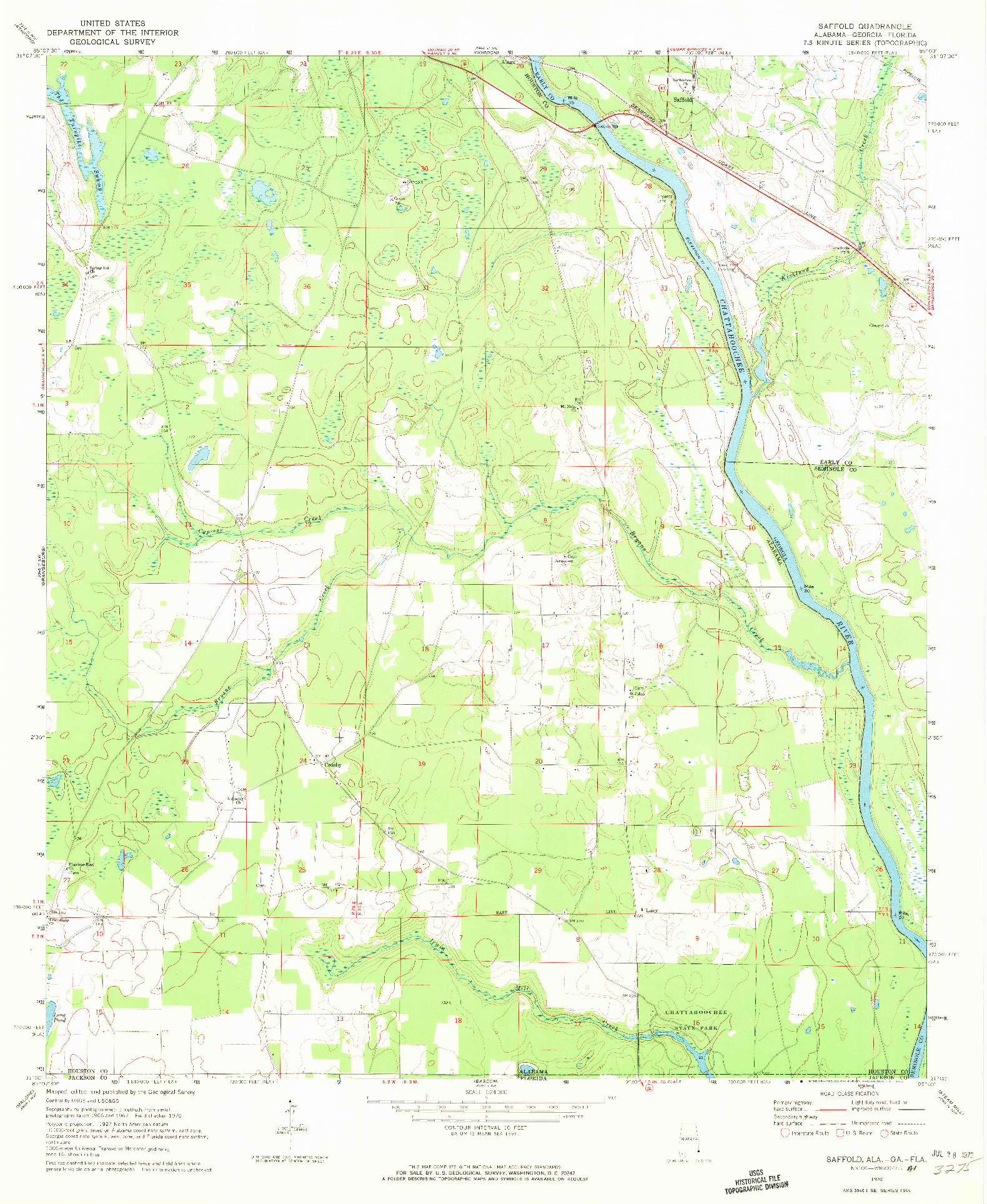 USGS 1:24000-SCALE QUADRANGLE FOR SAFFOLD, AL 1970