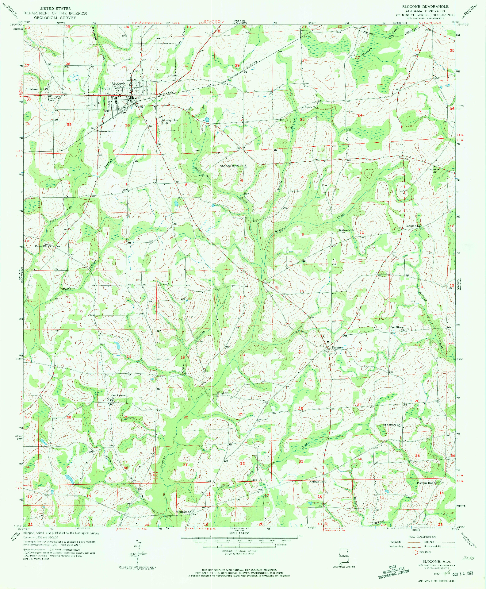 USGS 1:24000-SCALE QUADRANGLE FOR SLOCOMB, AL 1957