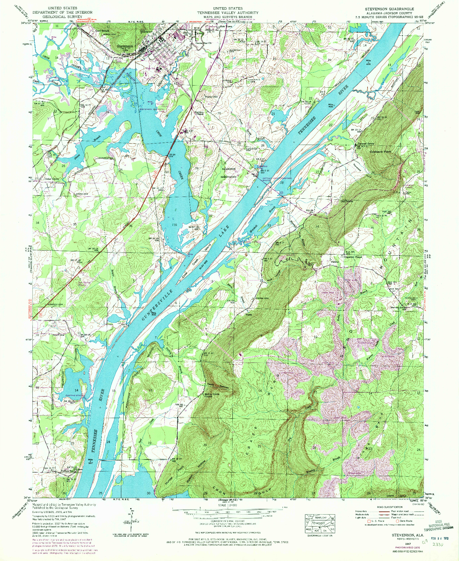 USGS 1:24000-SCALE QUADRANGLE FOR STEVENSON, AL 1947