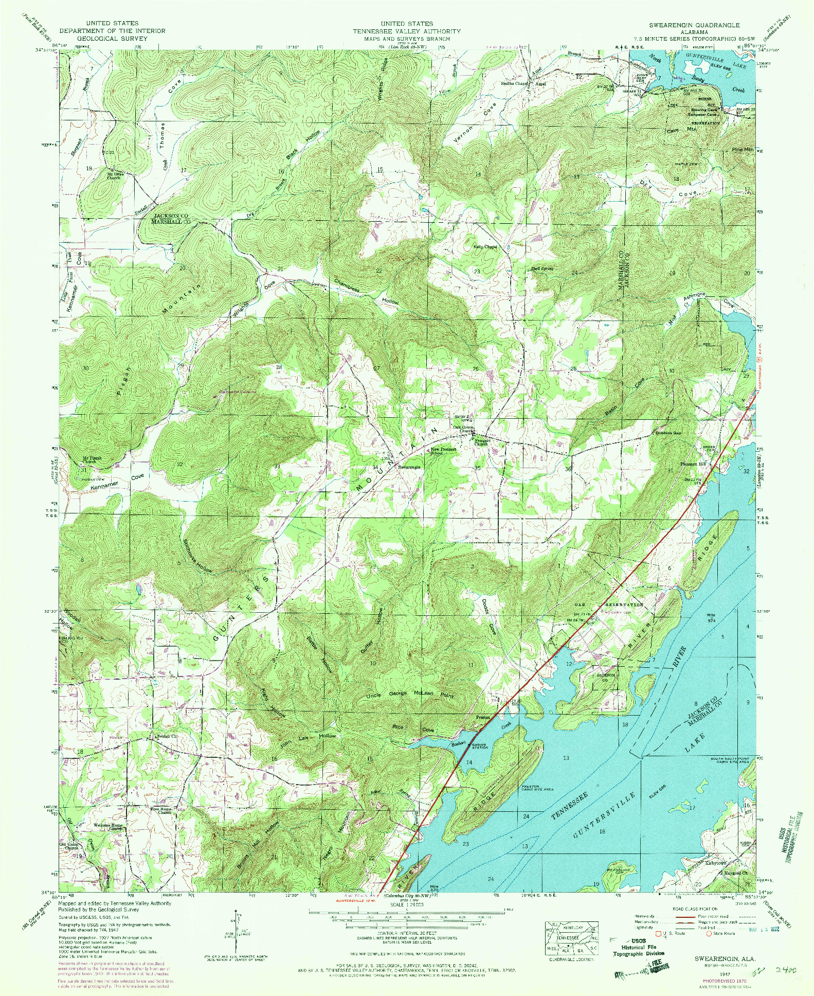 USGS 1:24000-SCALE QUADRANGLE FOR SWEARENGIN, AL 1947