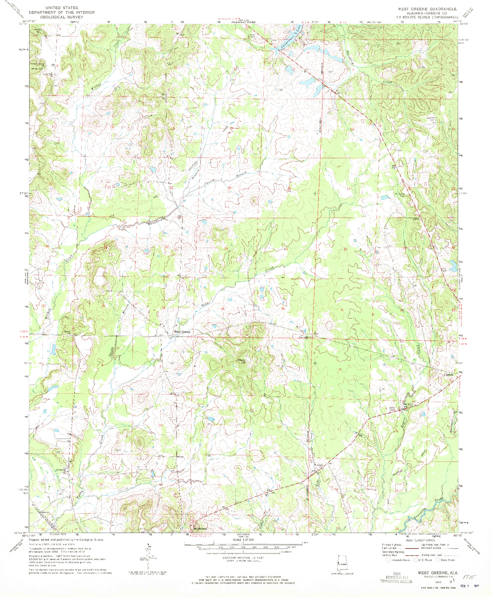 USGS 1:24000-SCALE QUADRANGLE FOR WEST GREENE, AL 1970