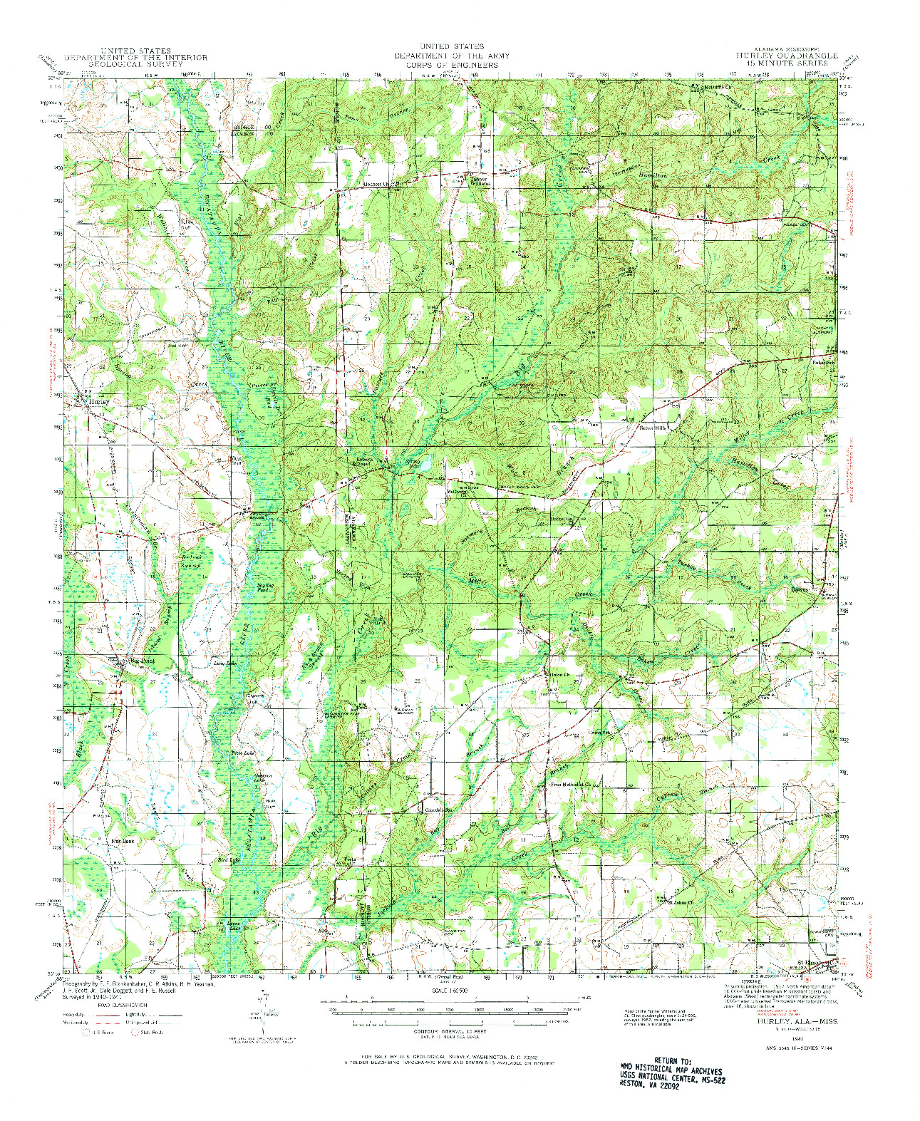 USGS 1:62500-SCALE QUADRANGLE FOR HURLEY, AL 1941