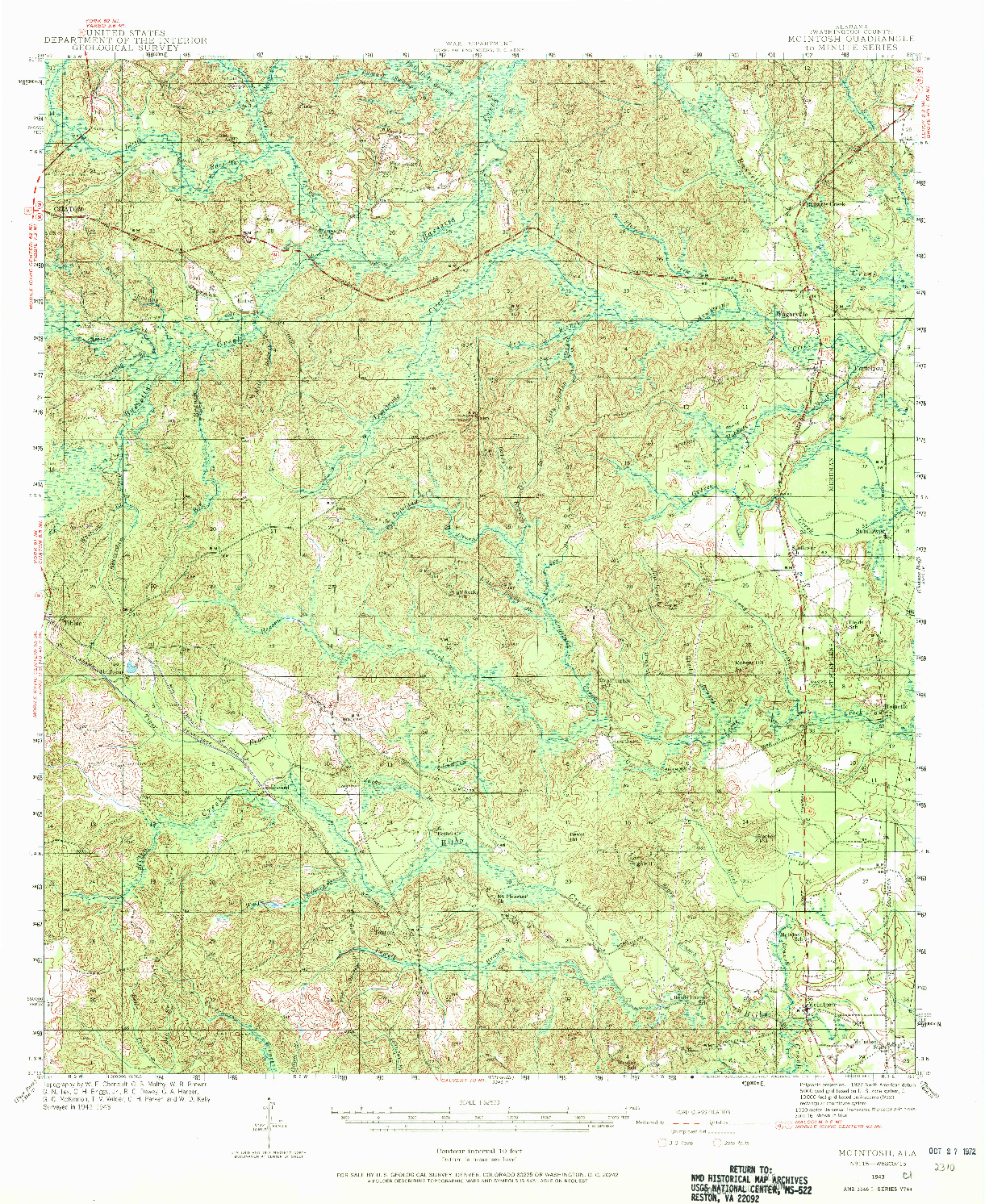 USGS 1:62500-SCALE QUADRANGLE FOR MCINTOSH, AL 1943