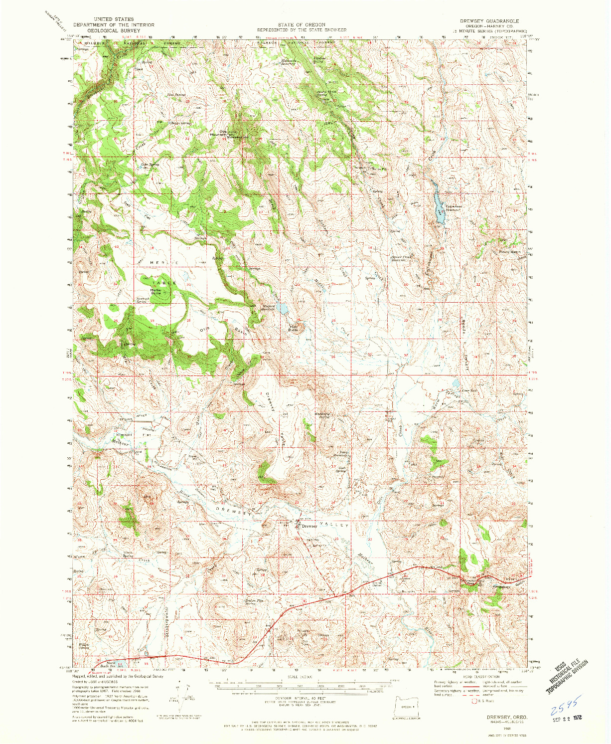 USGS 1:62500-SCALE QUADRANGLE FOR DREWSEY, OR 1968